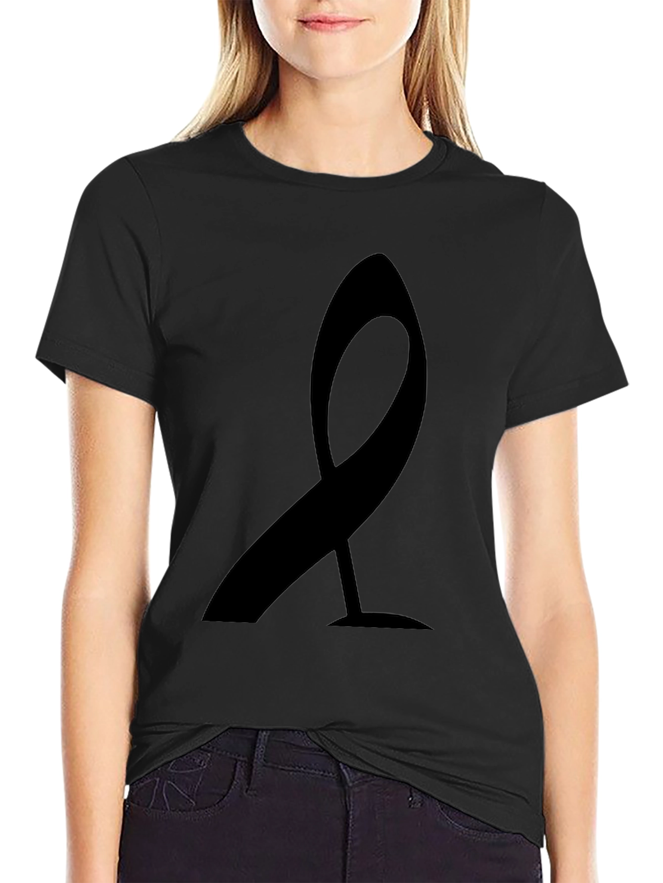 Modern Ribbon Graphic Tee - Black Casual Shirt