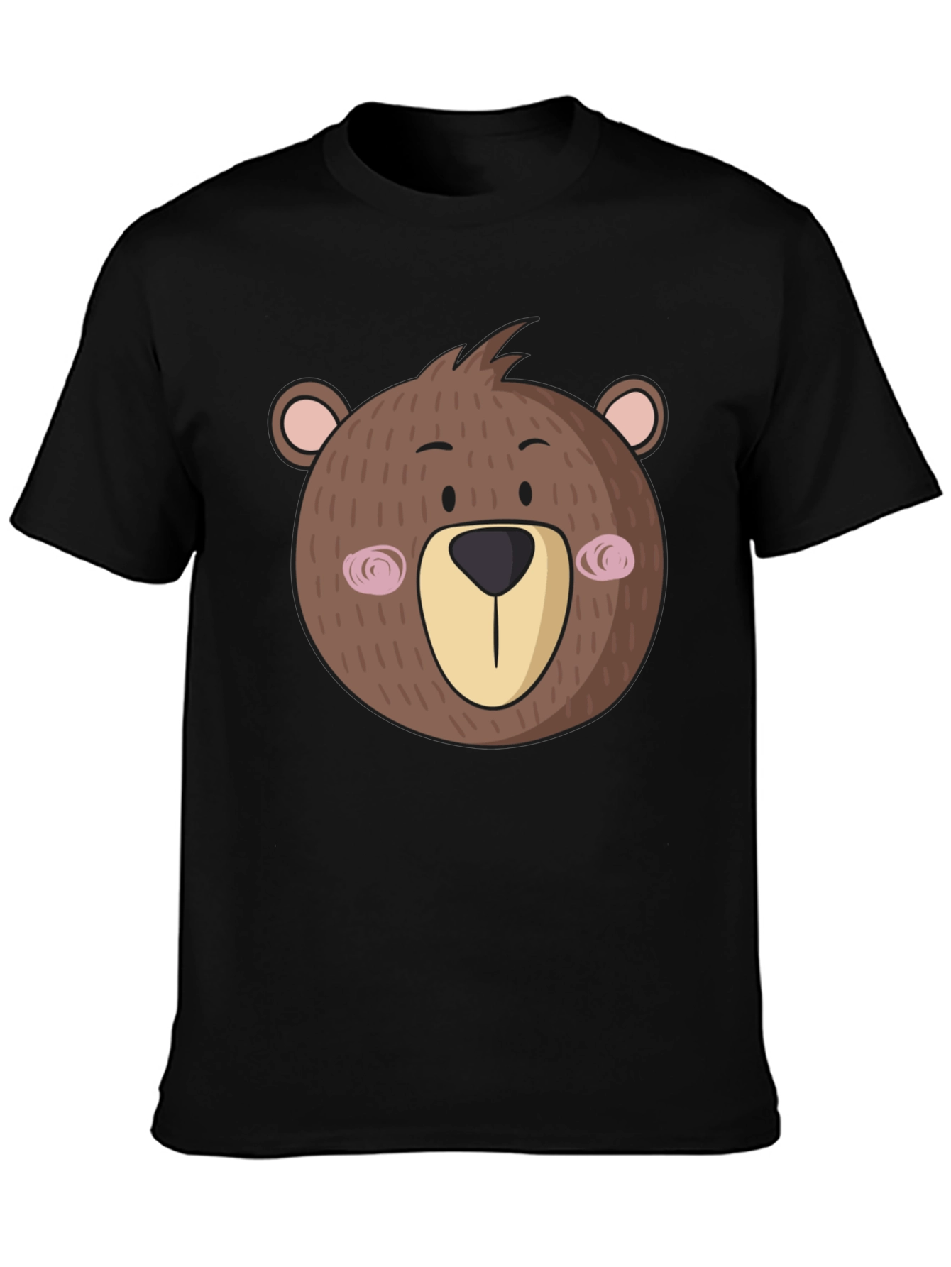 Cute Bear Graphic Black T-Shirt