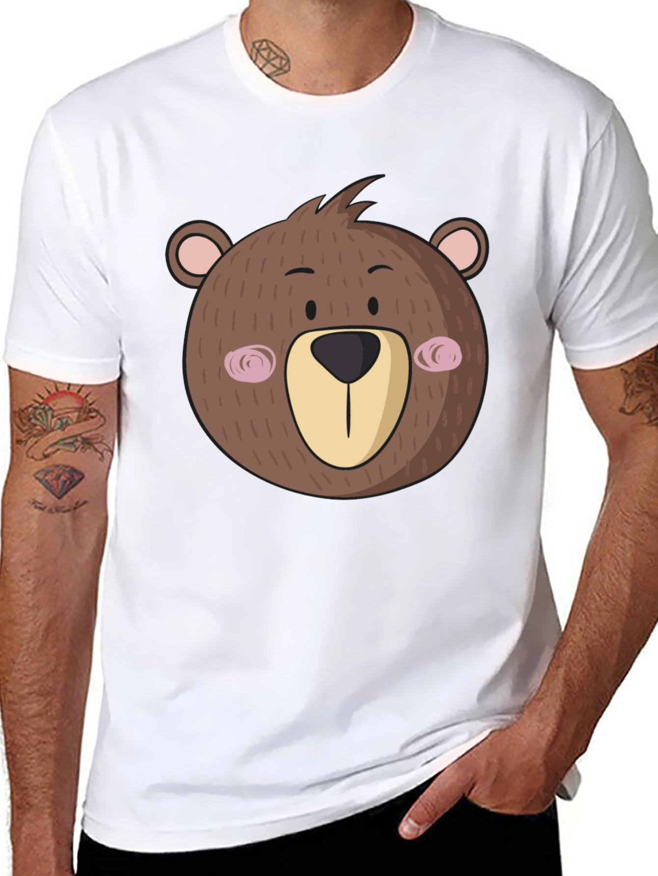 Cute Bear Graphic Black T-Shirt