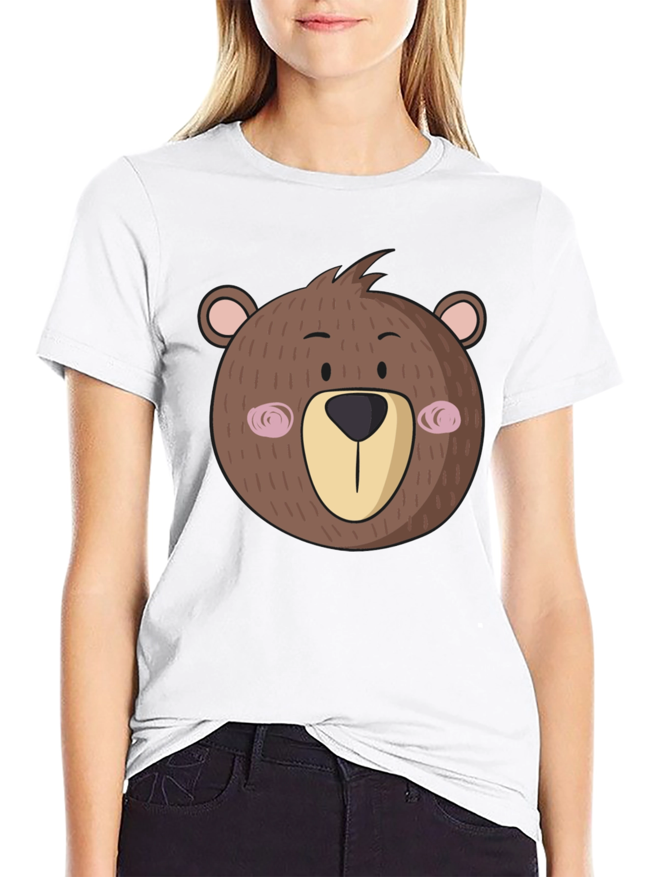Cute Bear Graphic Black T-Shirt