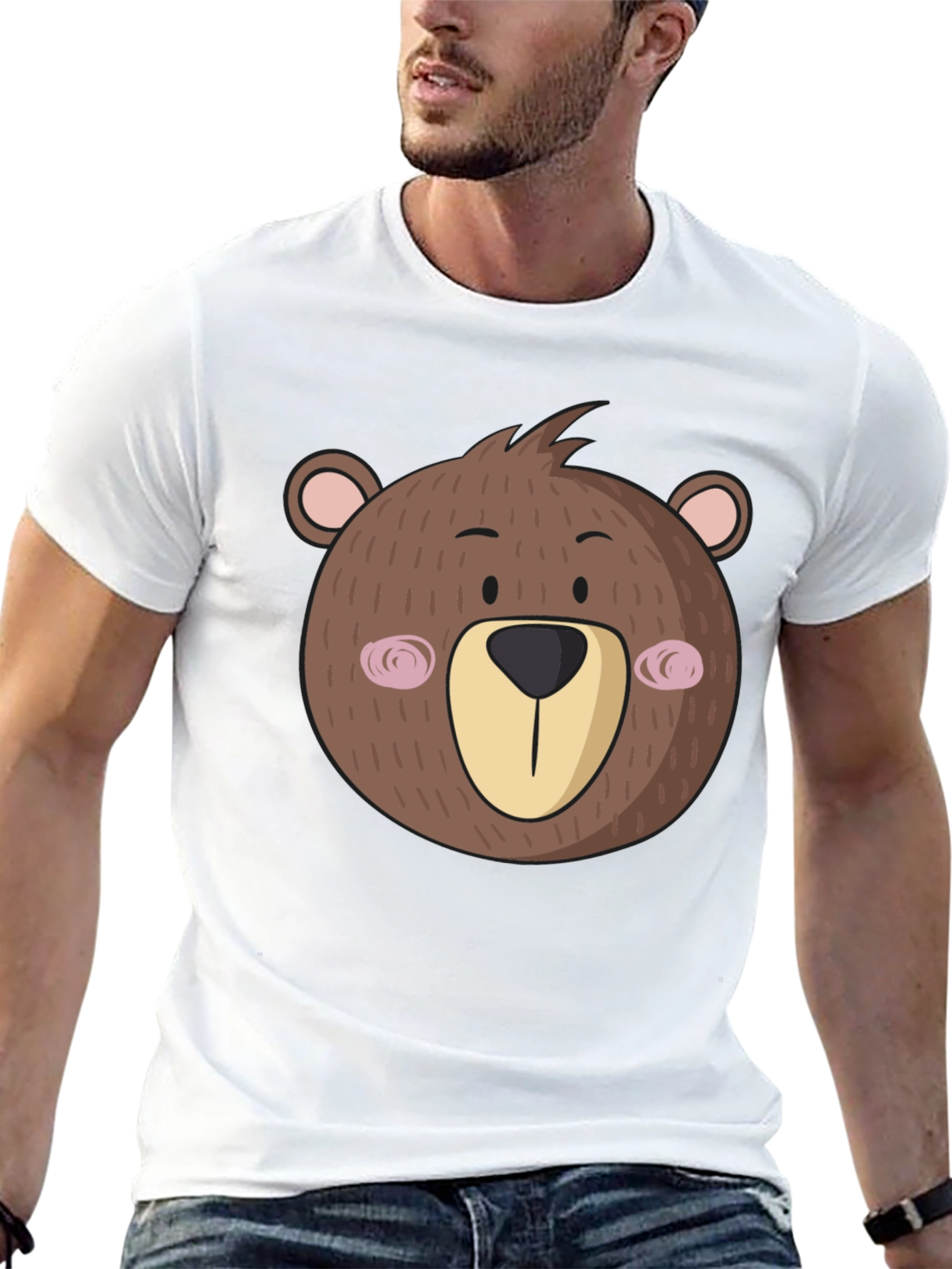 Cute Bear Graphic Black T-Shirt