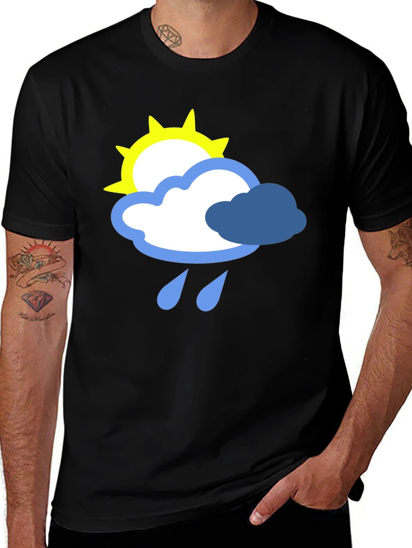 Weather Graphic T-Shirt - Sun Cloud and Rain