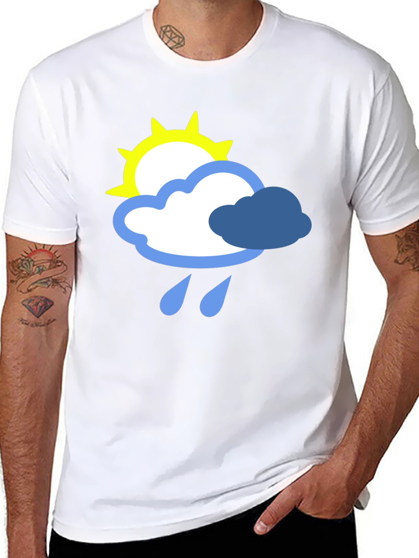 Weather Graphic T-Shirt - Sun Cloud and Rain