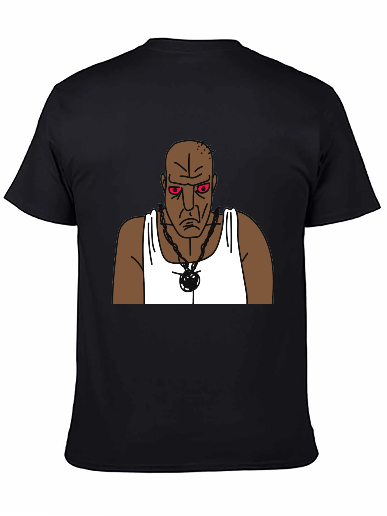 Cartoon Grumpy Man Graphic Black T-Shirt