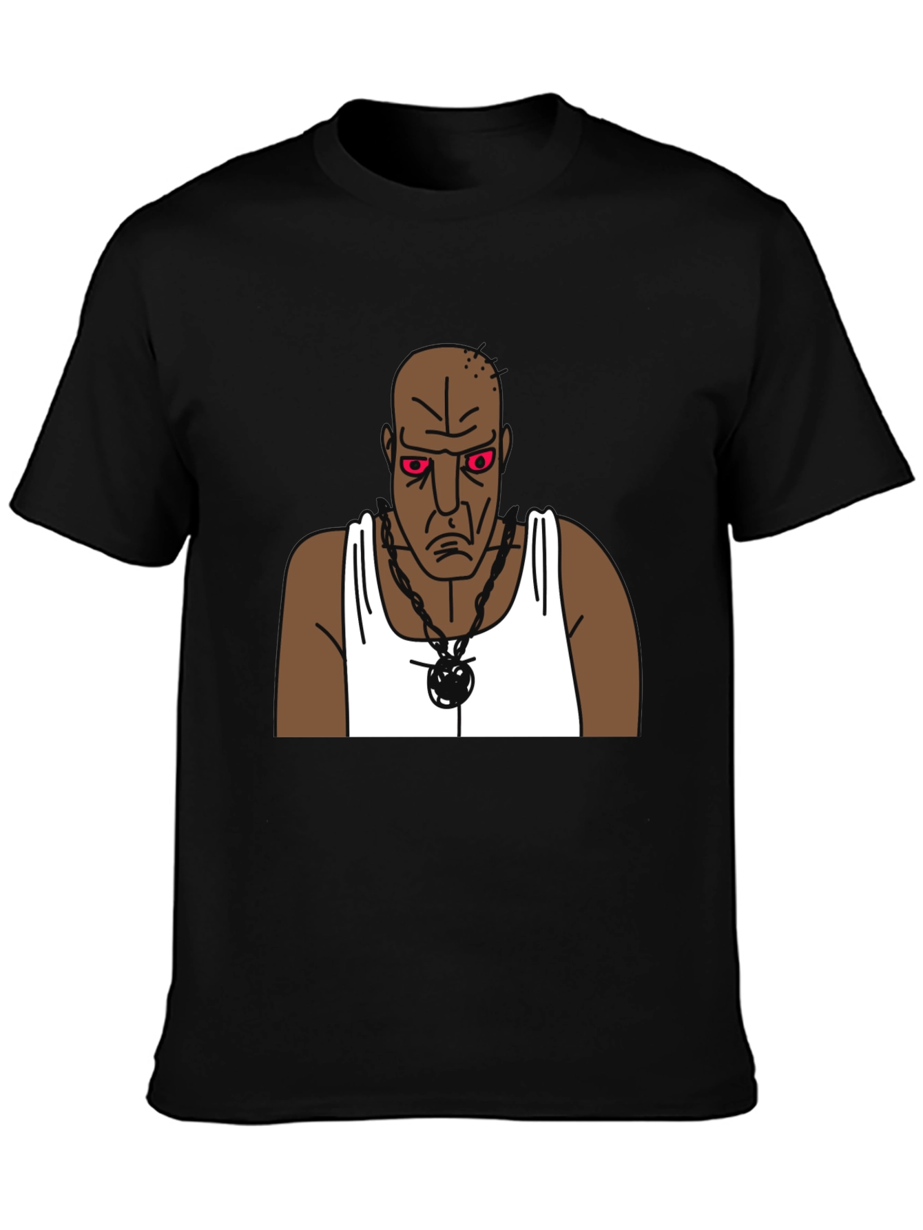 Cartoon Grumpy Man Graphic Black T-Shirt