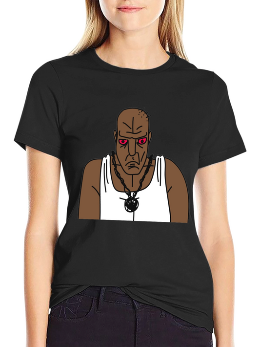 Cartoon Grumpy Man Graphic Black T-Shirt