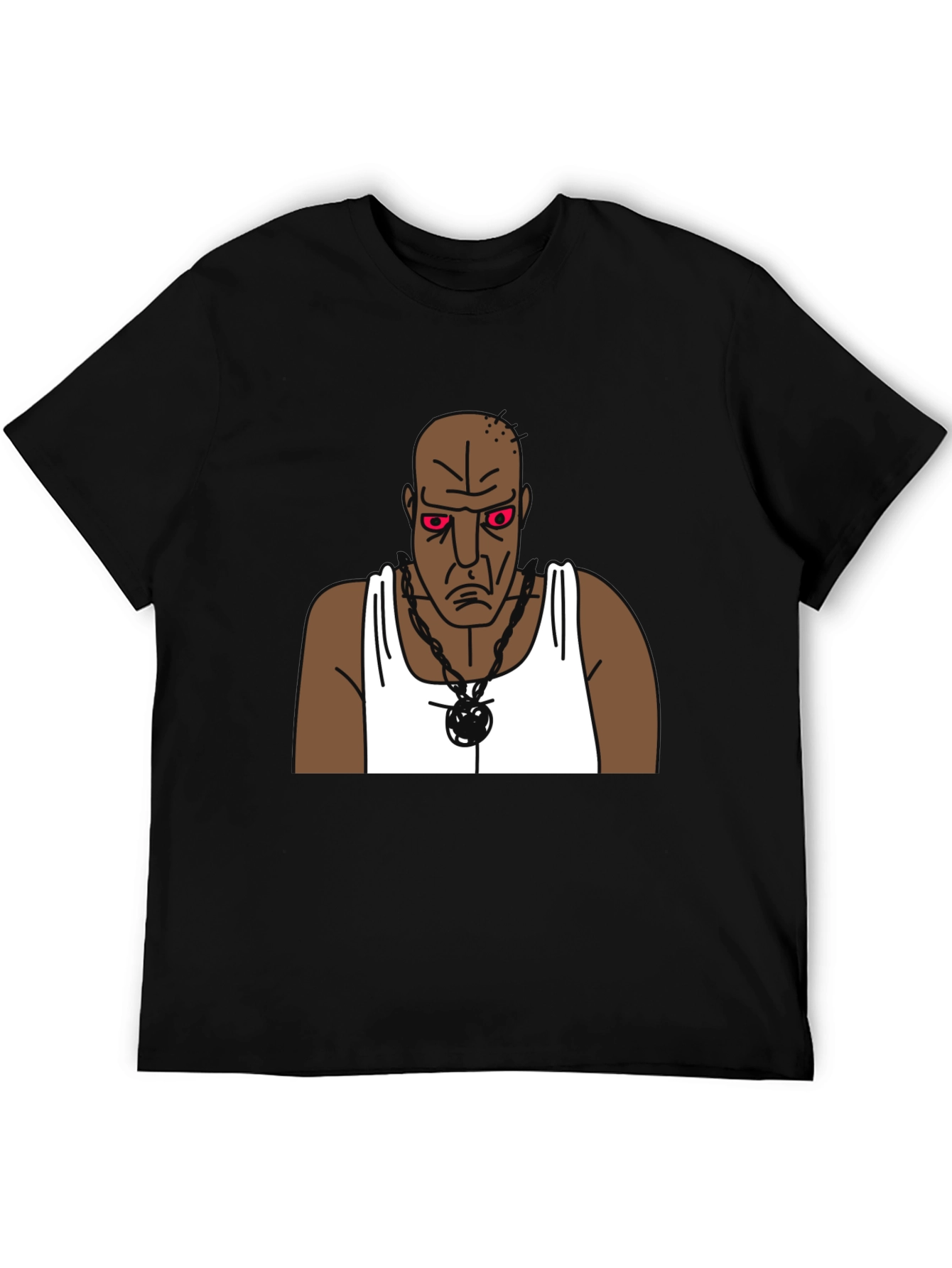 Cartoon Grumpy Man Graphic Black T-Shirt