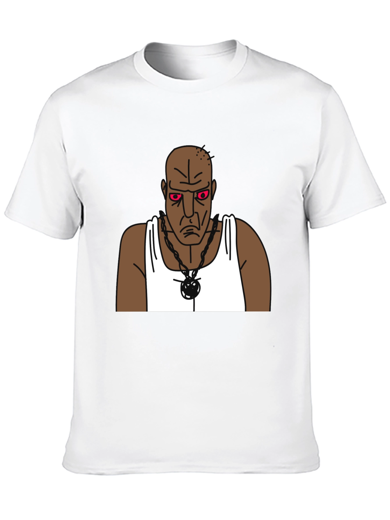 Cartoon Grumpy Man Graphic Black T-Shirt