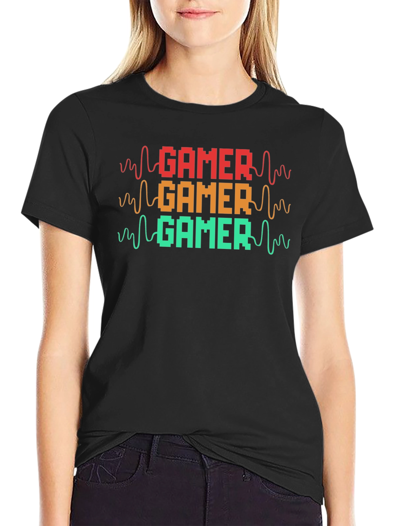 Gamer Pulse Retro Style Black T-Shirt