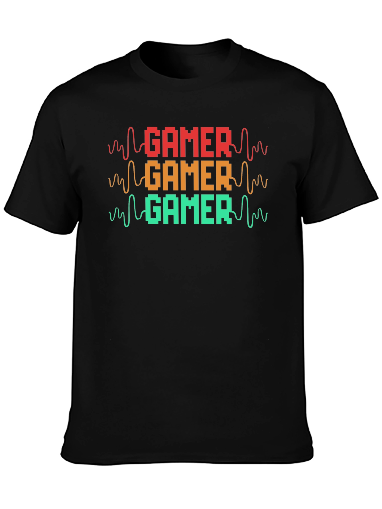 Gamer Pulse Retro Style Black T-Shirt