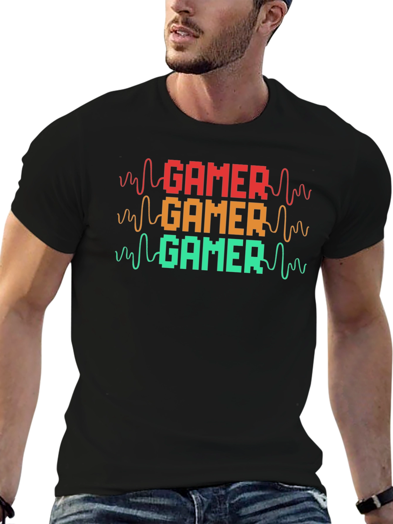 Gamer Pulse Retro Style Black T-Shirt