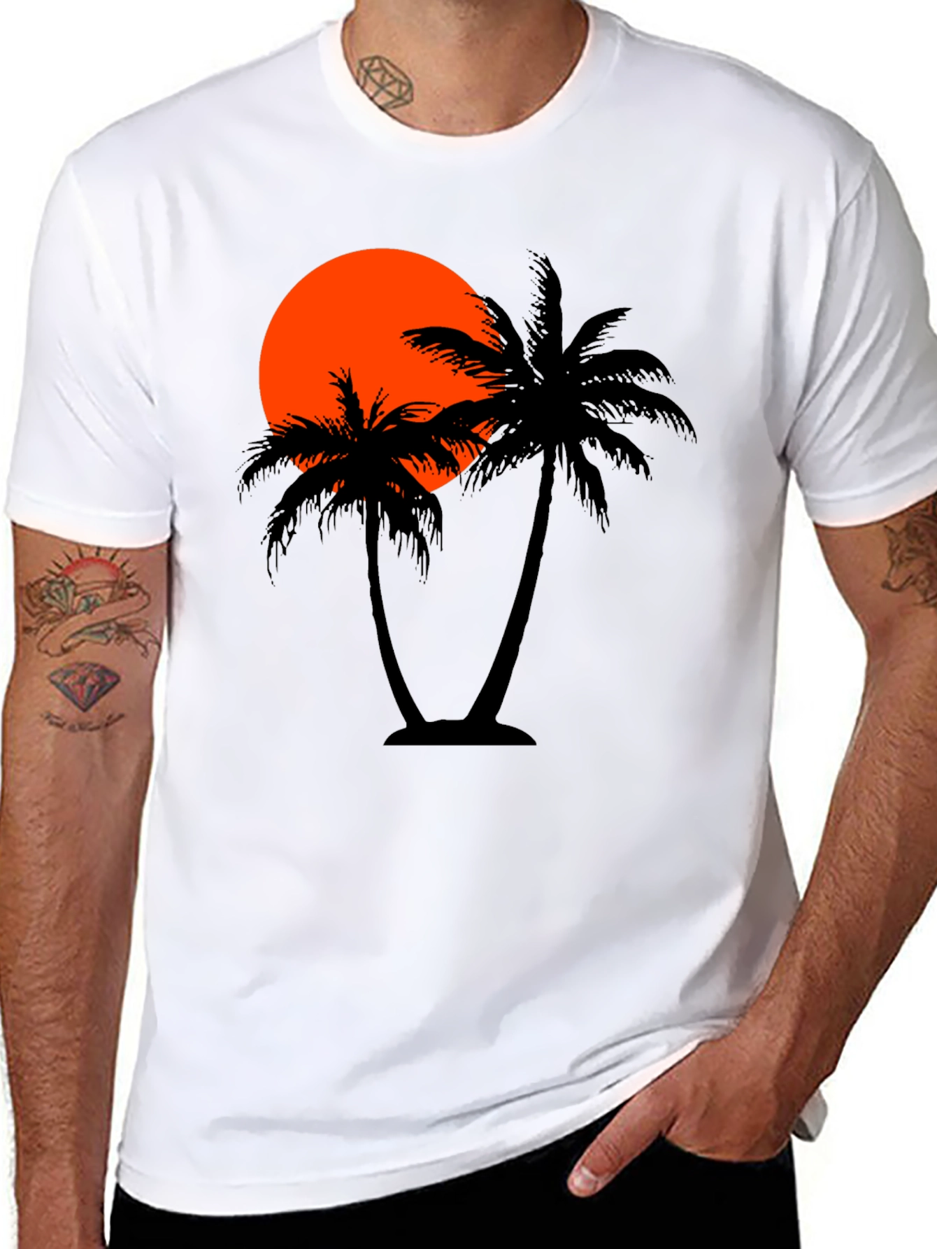 Sunset Palm Tree Graphic T-Shirt
