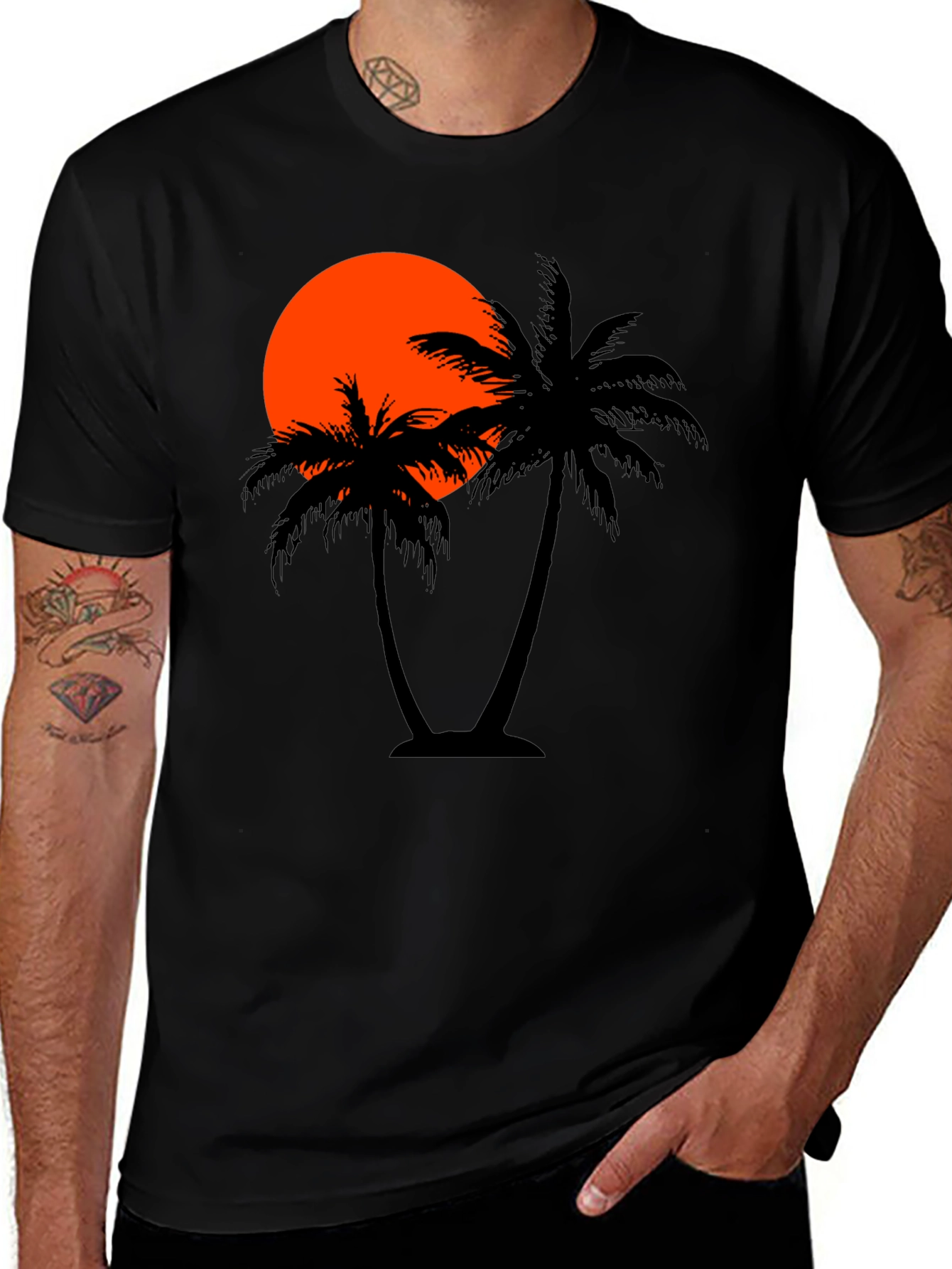 Sunset Palm Tree Graphic T-Shirt
