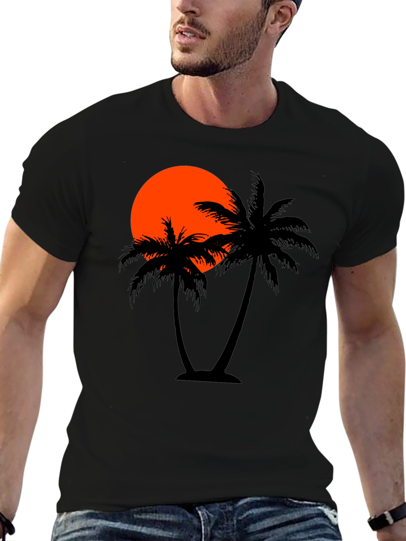 Sunset Palm Tree Graphic T-Shirt
