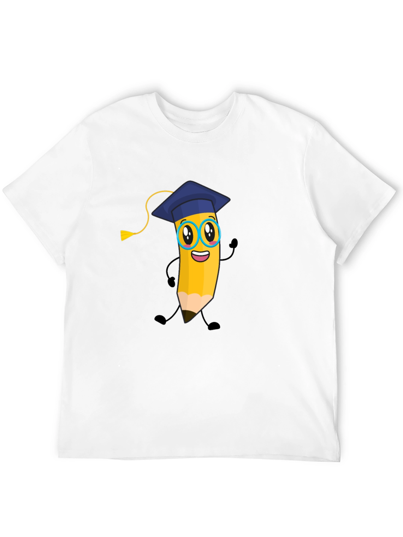 Cartoon Pencil Graduate T-Shirt - Quirky Graphic Tee