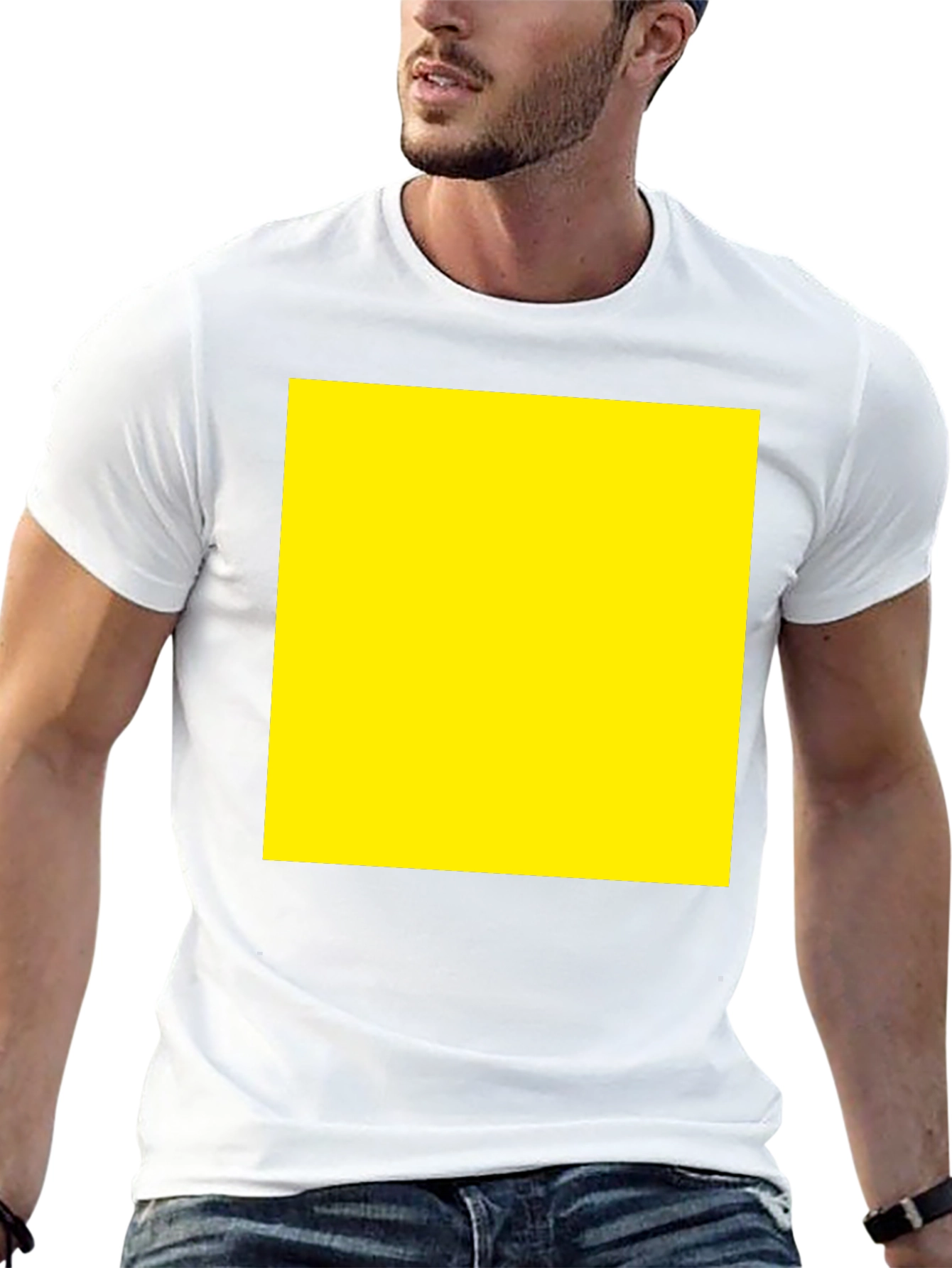 Black Tee with Yellow Square Graphic