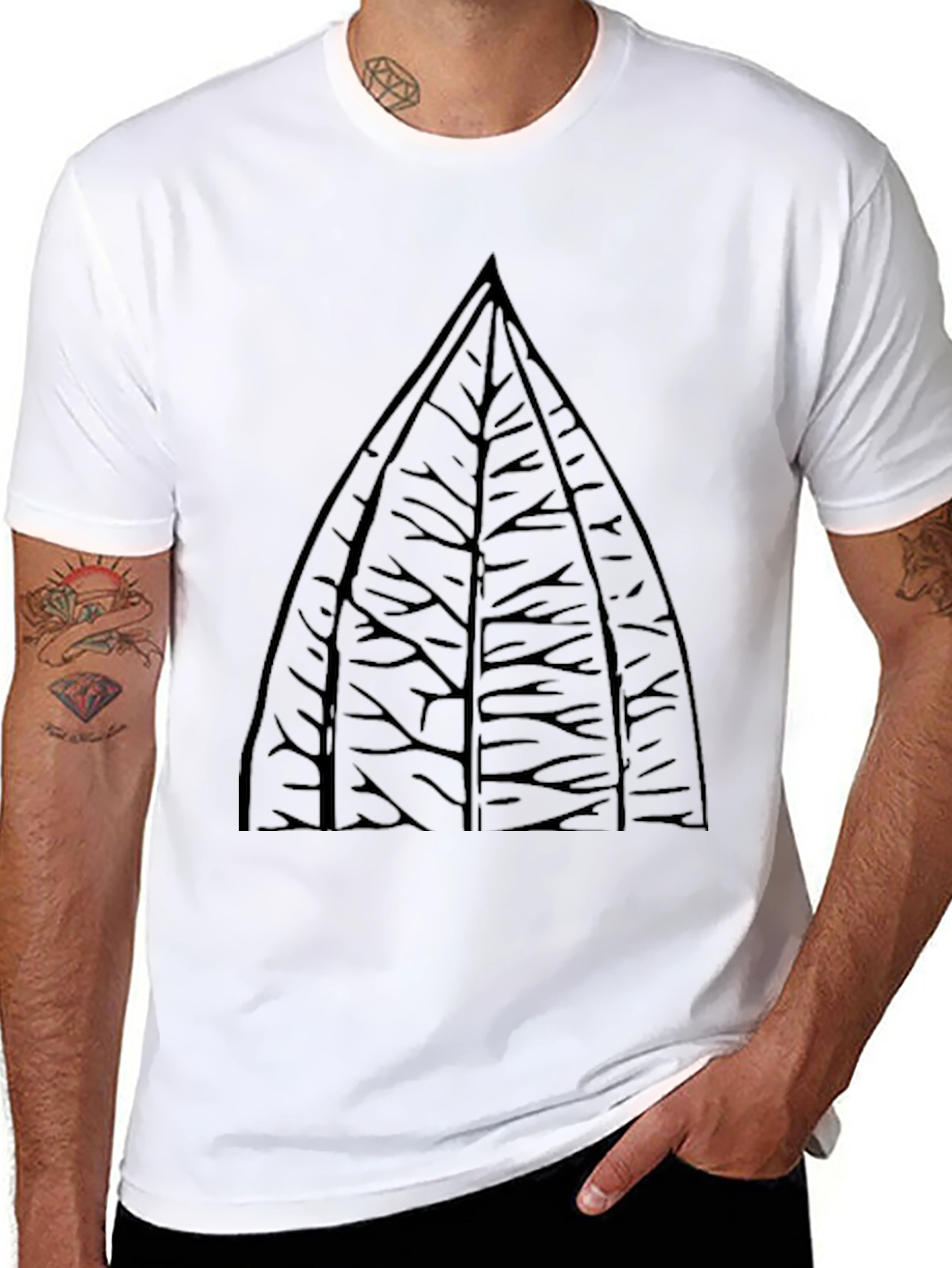 Modern Geometric Forest T-Shirt - Soft Black Tee