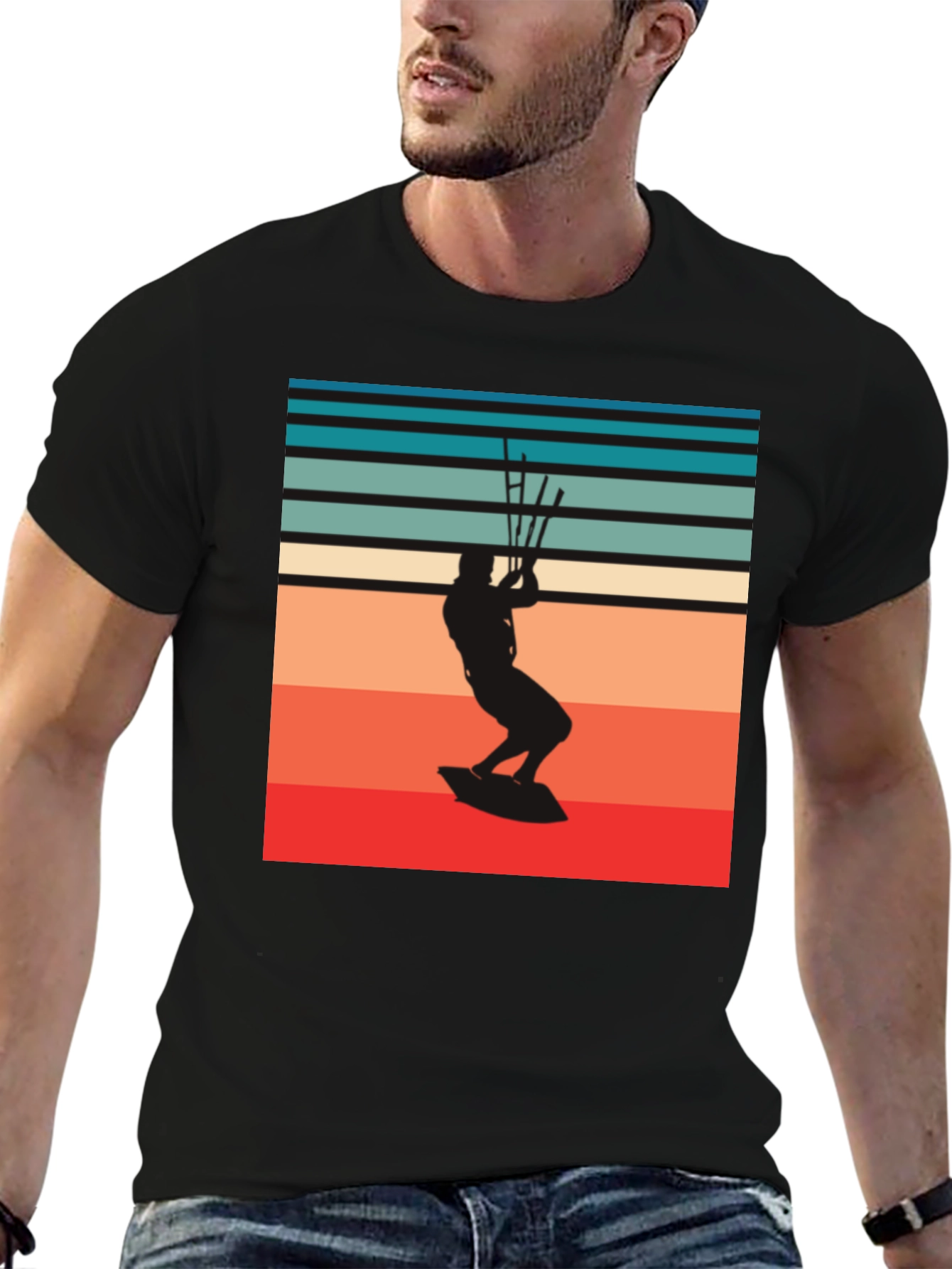 Retro Kitesurfer Graphic Tee - Black