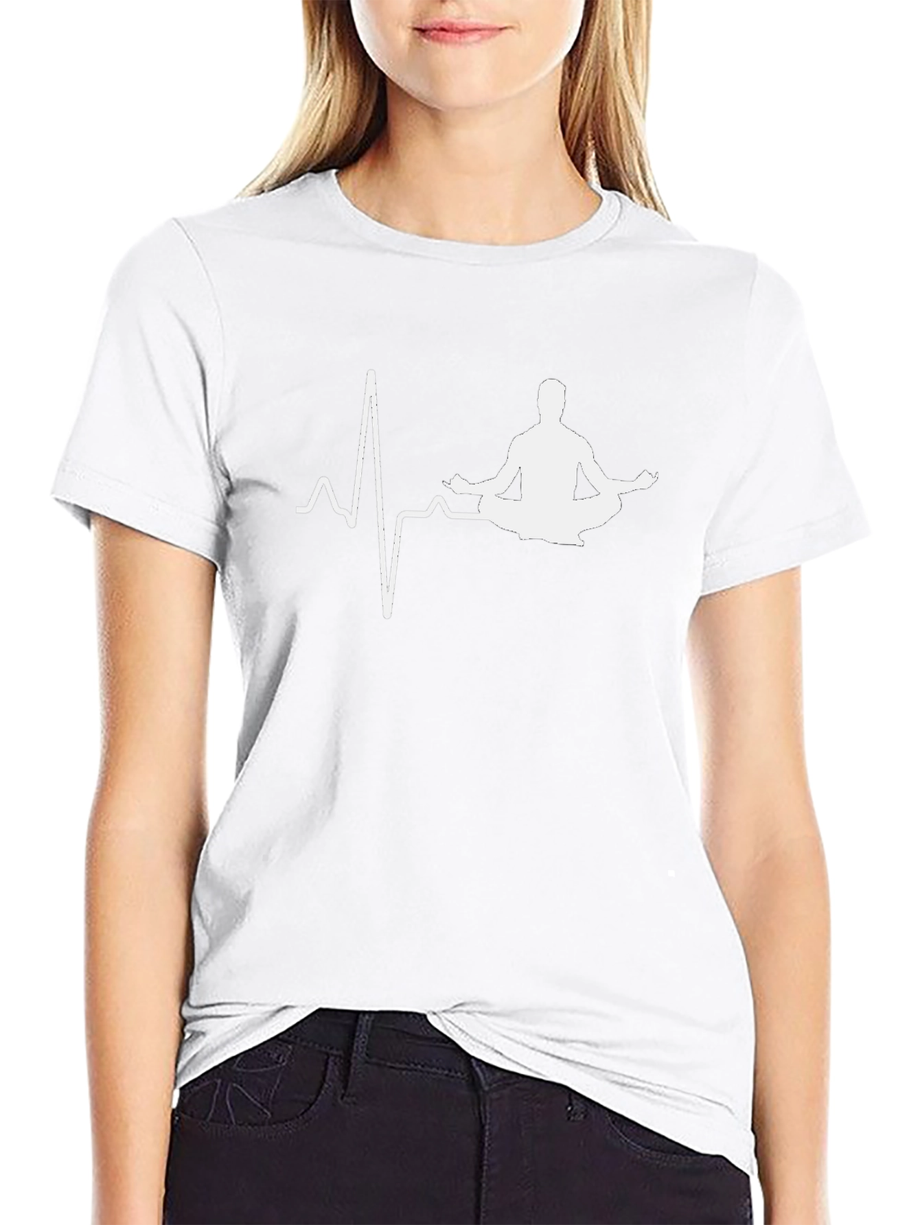 Yoga Heartbeat T-Shirt - Black Meditate in Style