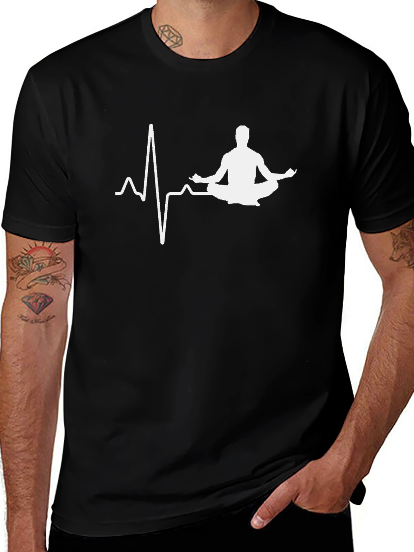 Yoga Heartbeat T-Shirt - Black Meditate in Style