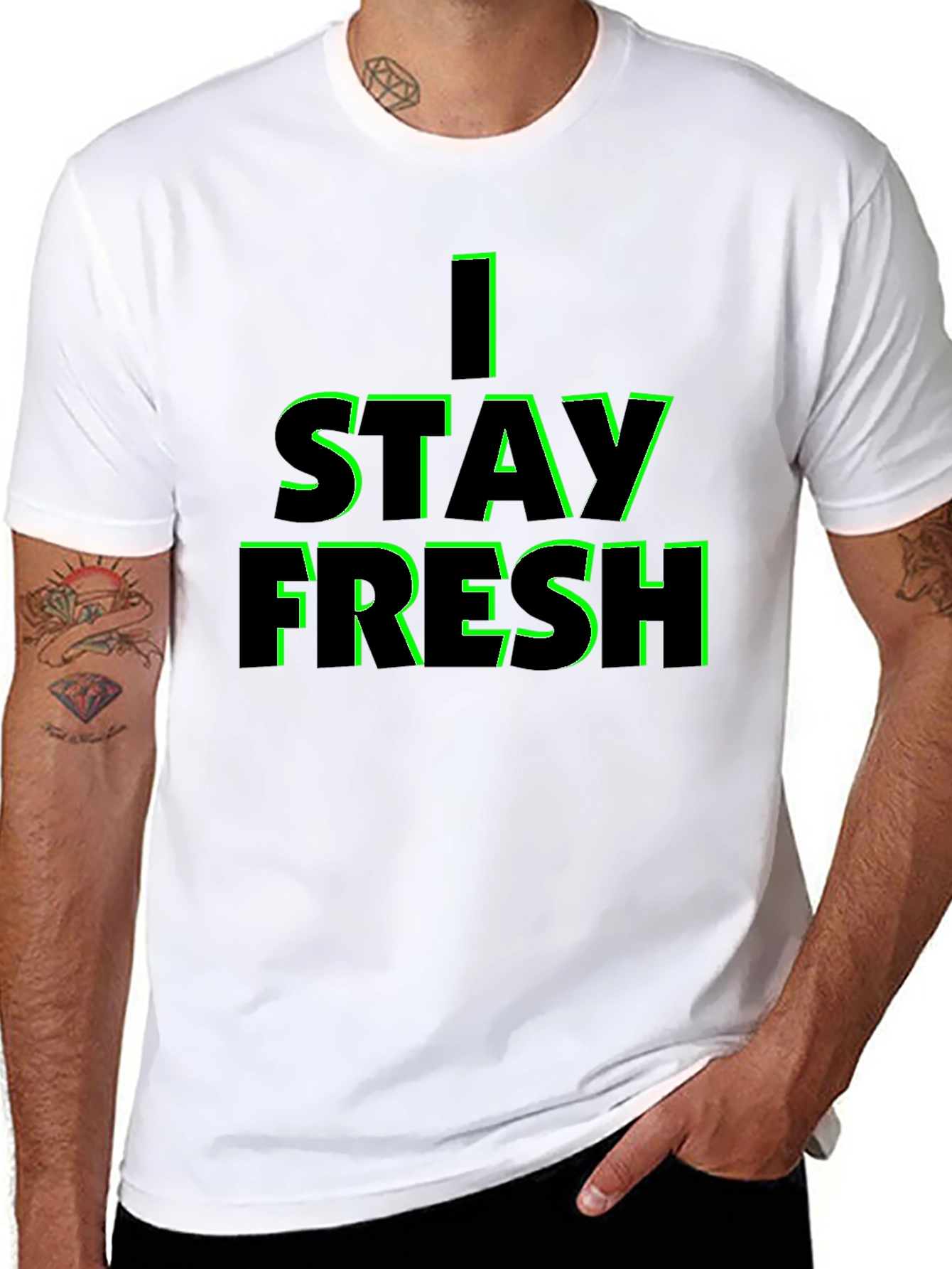 I STAY FRESH Black Graphic Tee