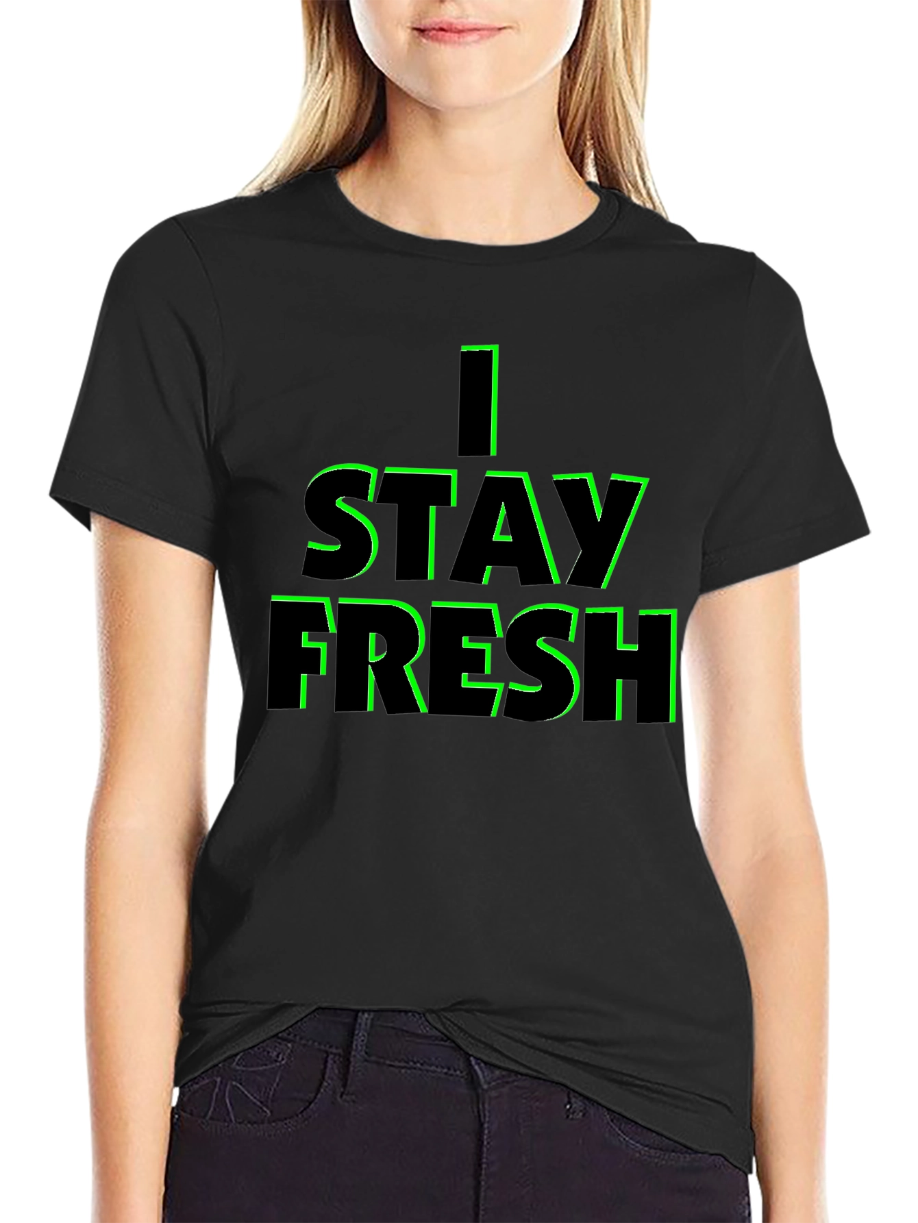I STAY FRESH Black Graphic Tee