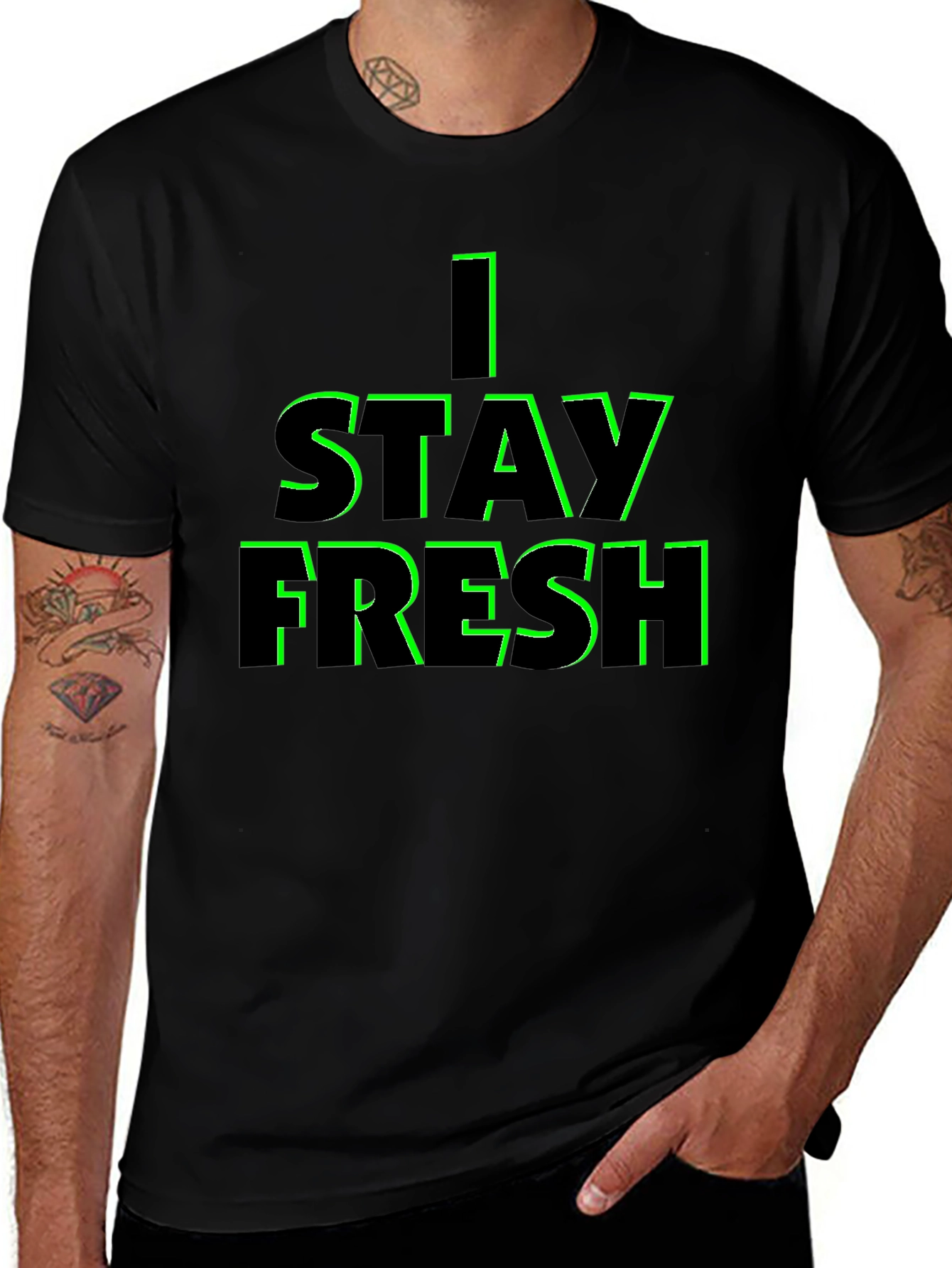 I STAY FRESH Black Graphic Tee