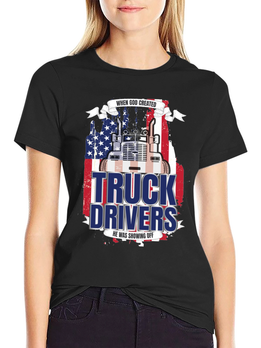 Trucker Pride T-Shirt - God Created Truck Drivers