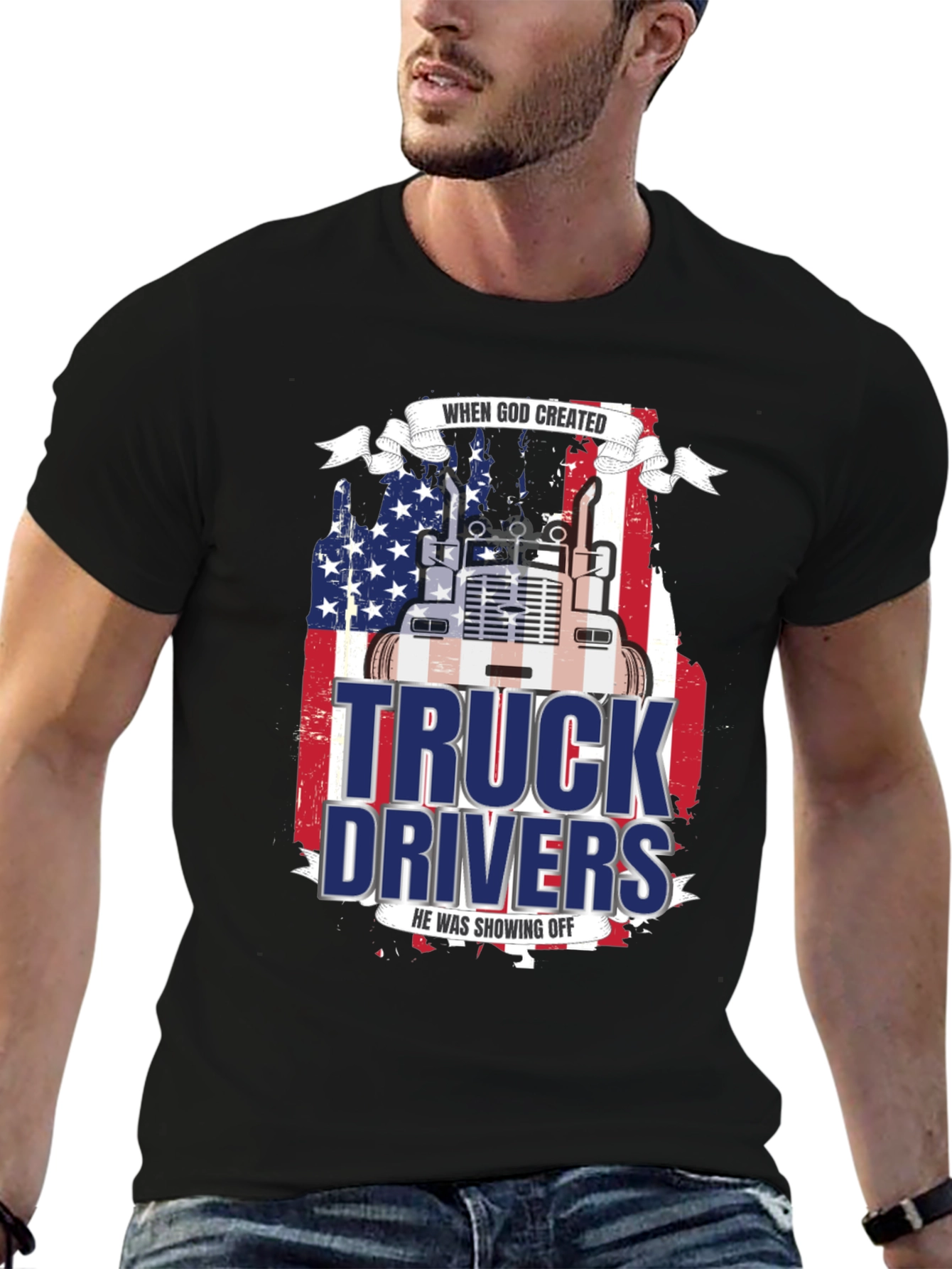 Trucker Pride T-Shirt - God Created Truck Drivers
