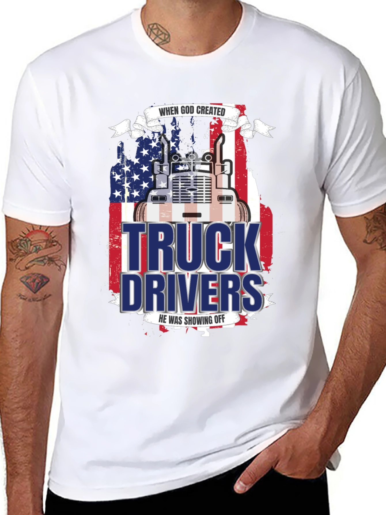 Trucker Pride T-Shirt - God Created Truck Drivers