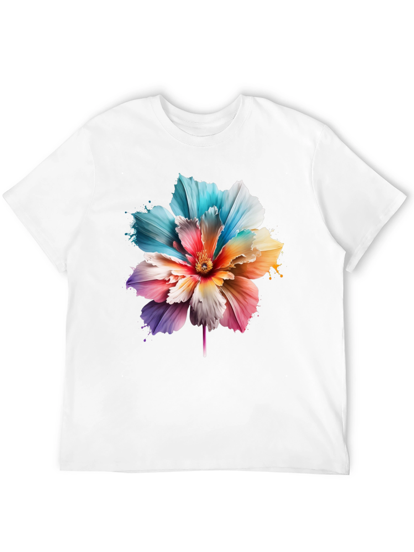 Floral Print Black T-Shirt for Men