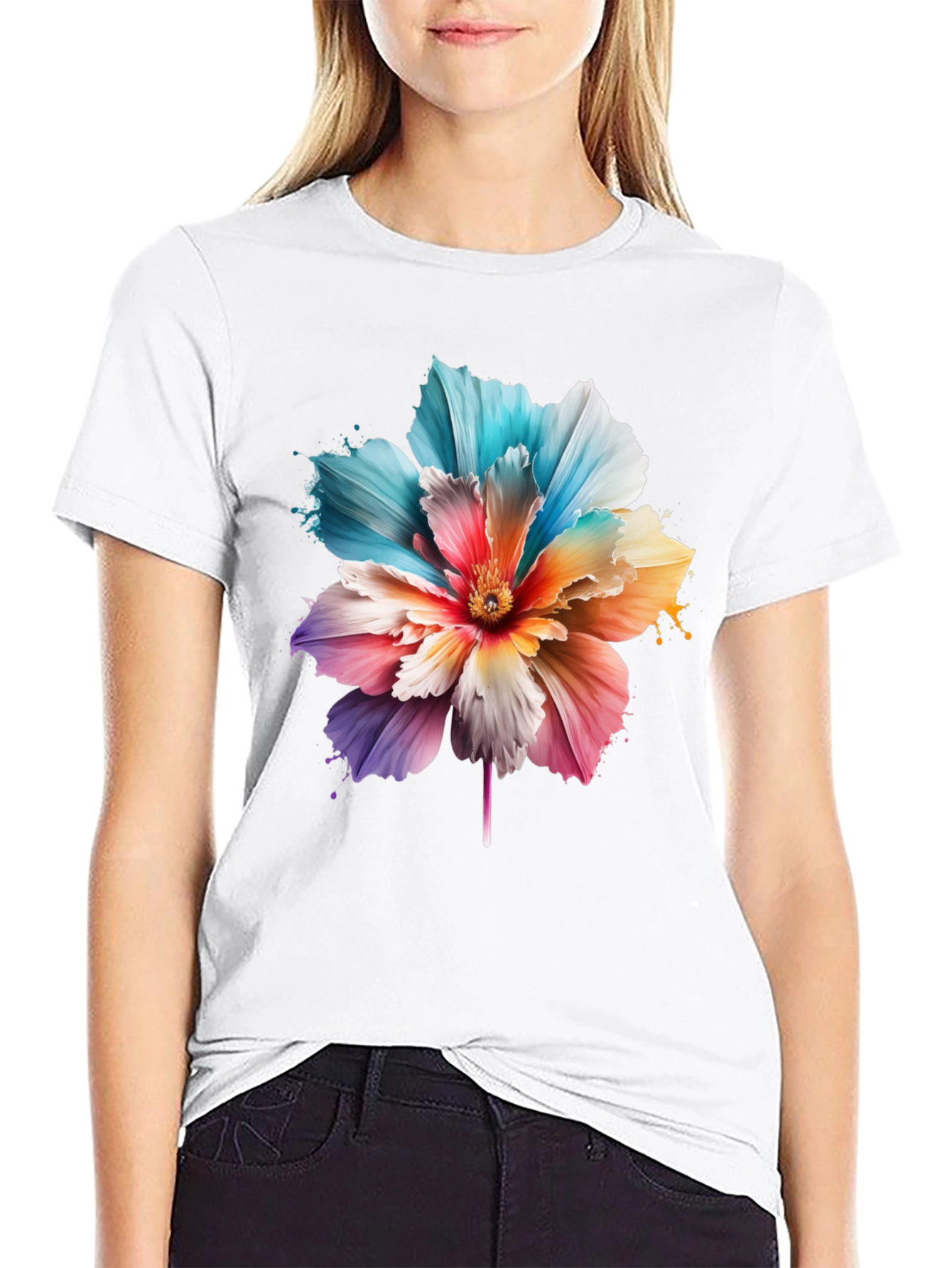 Floral Print Black T-Shirt for Men