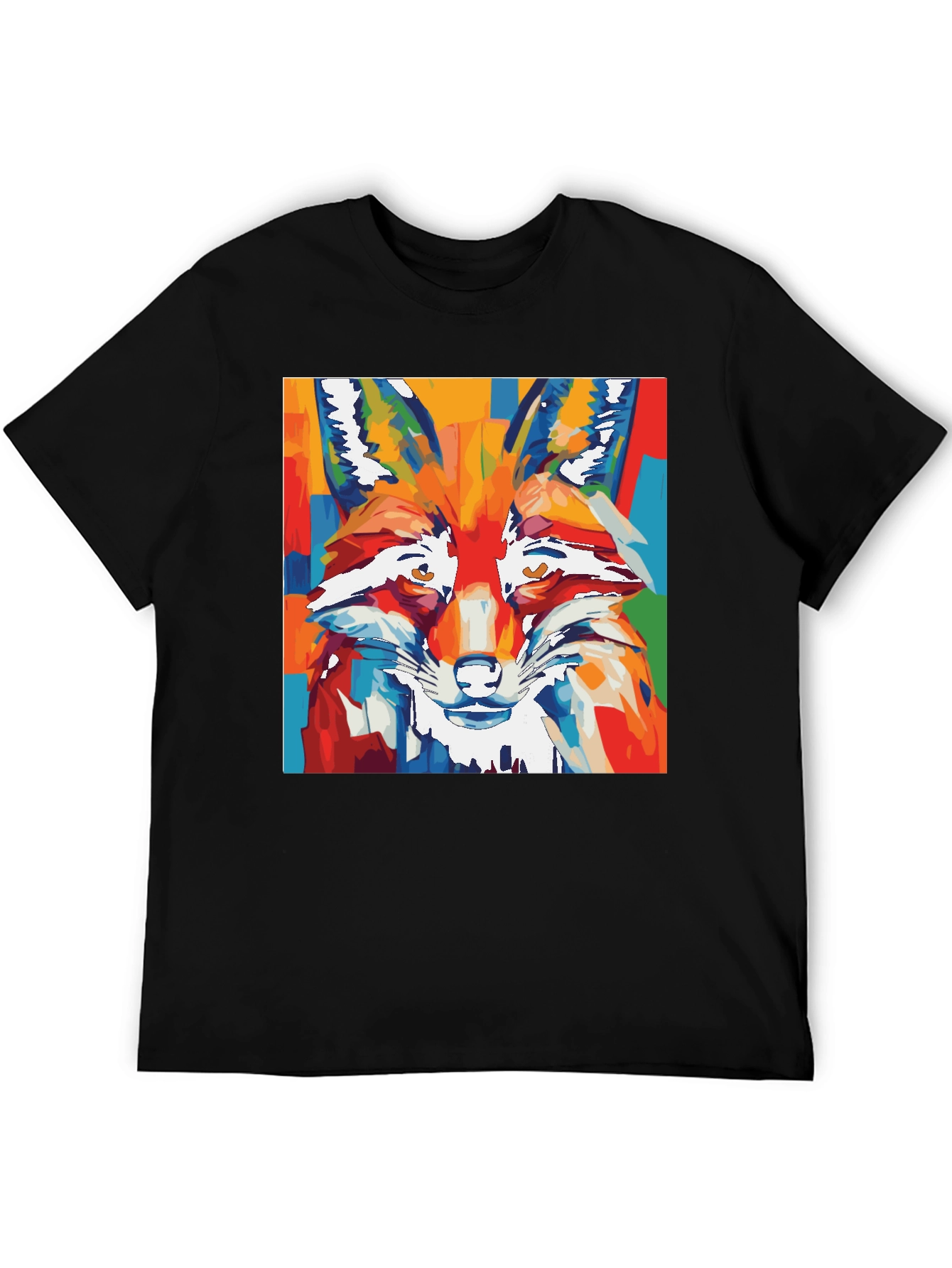 Abstract Fox Graphic Tee - Artistic Animal Print Shirt