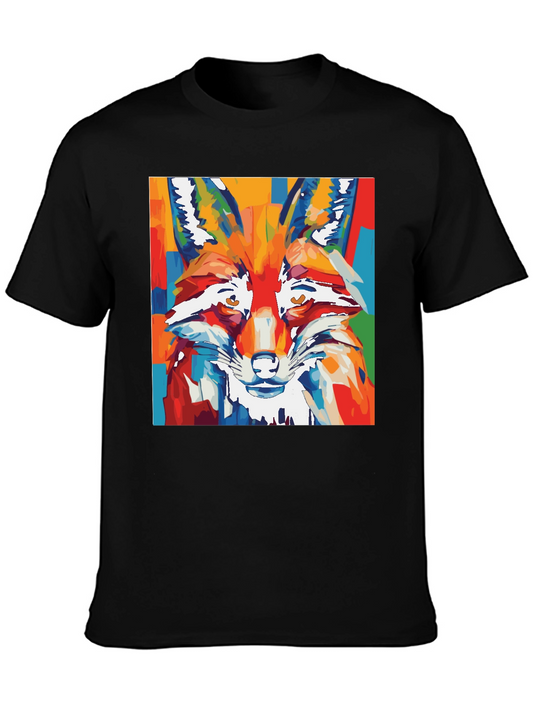 Abstract Fox Graphic Tee - Artistic Animal Print Shirt