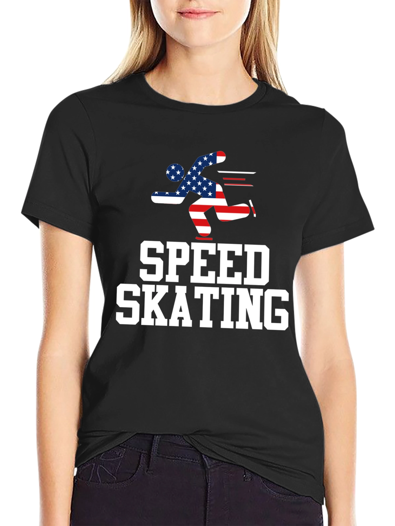 Speed Skating USA Flag T-Shirt