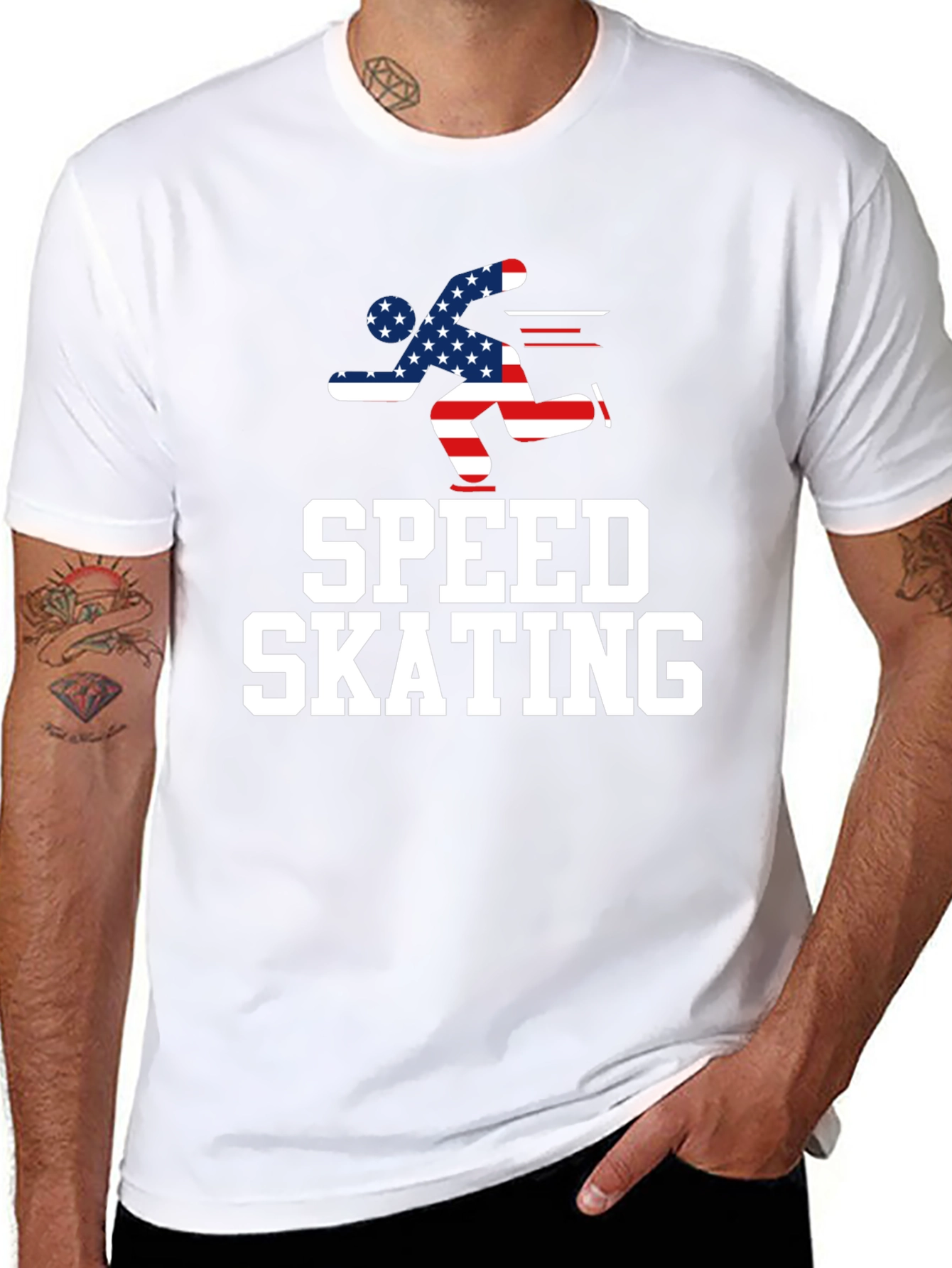 Speed Skating USA Flag T-Shirt