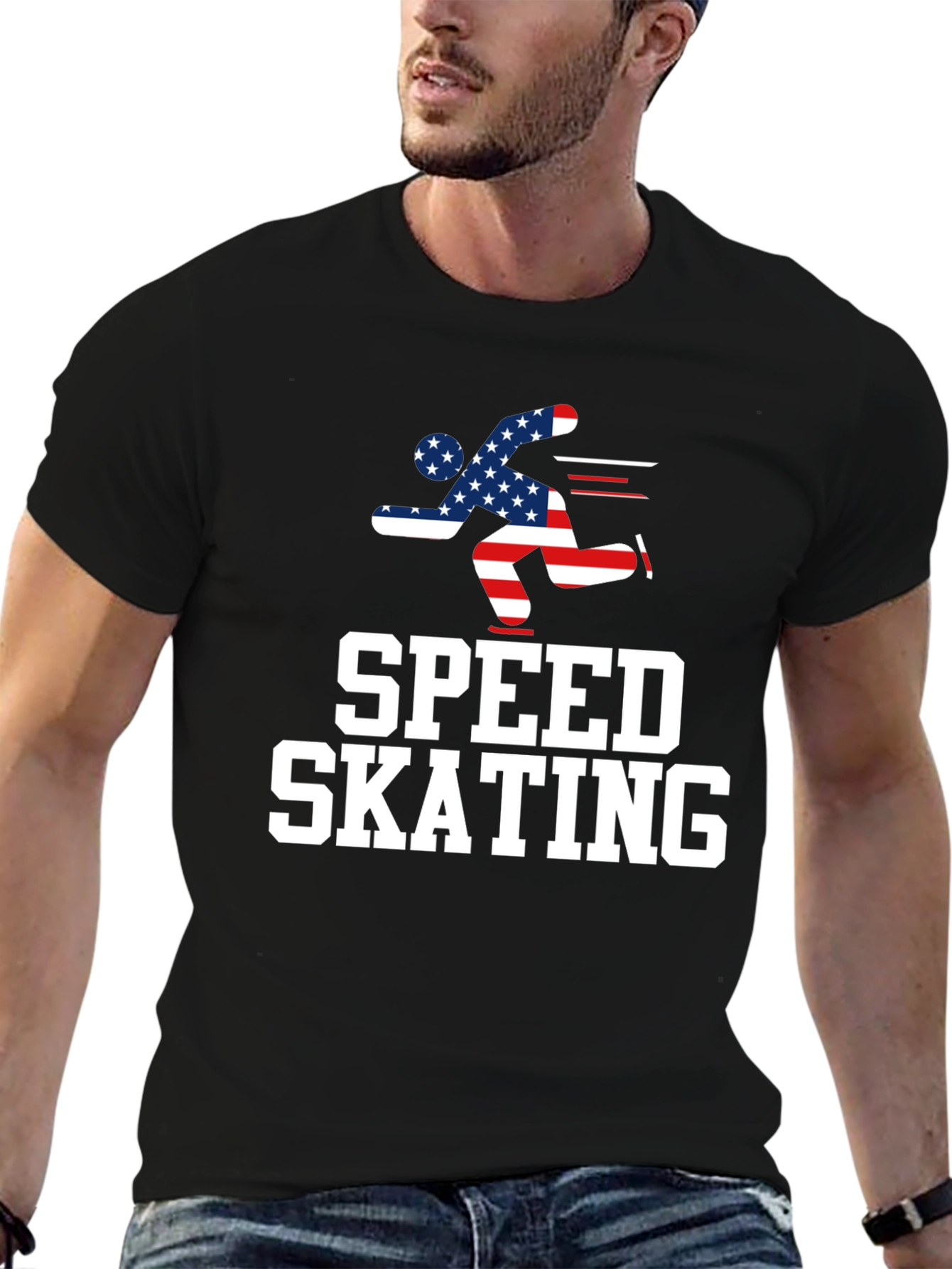Speed Skating USA Flag T-Shirt