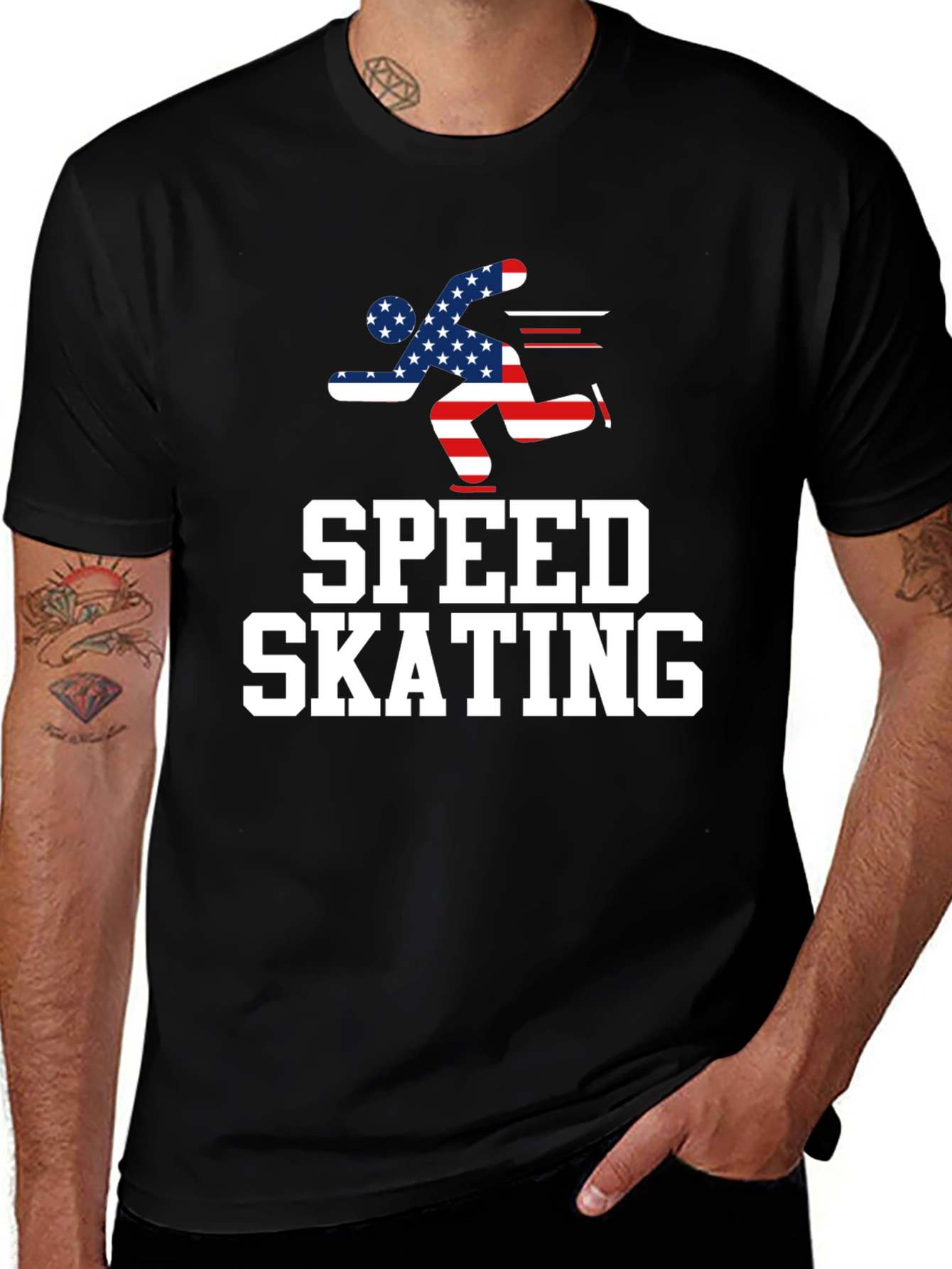 Speed Skating USA Flag T-Shirt
