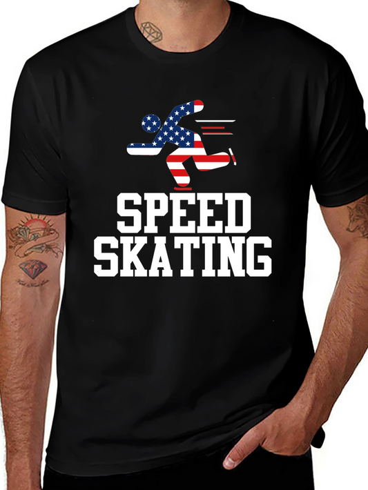 Speed Skating USA Flag T-Shirt