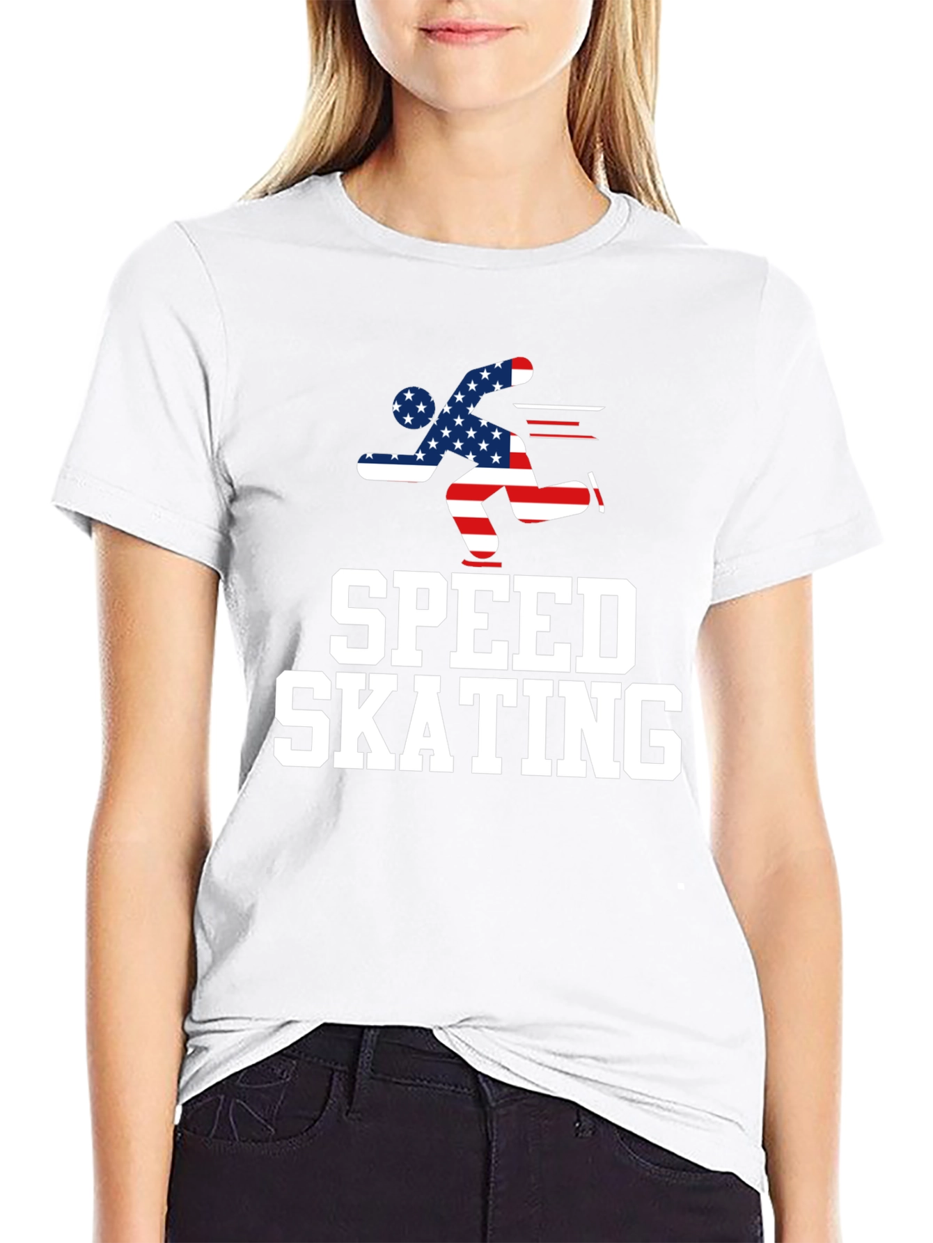 Speed Skating USA Flag T-Shirt