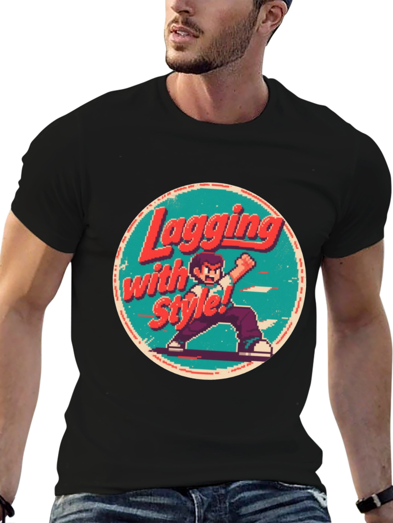Retro Gaming Style T-Shirt - Lagging with Style