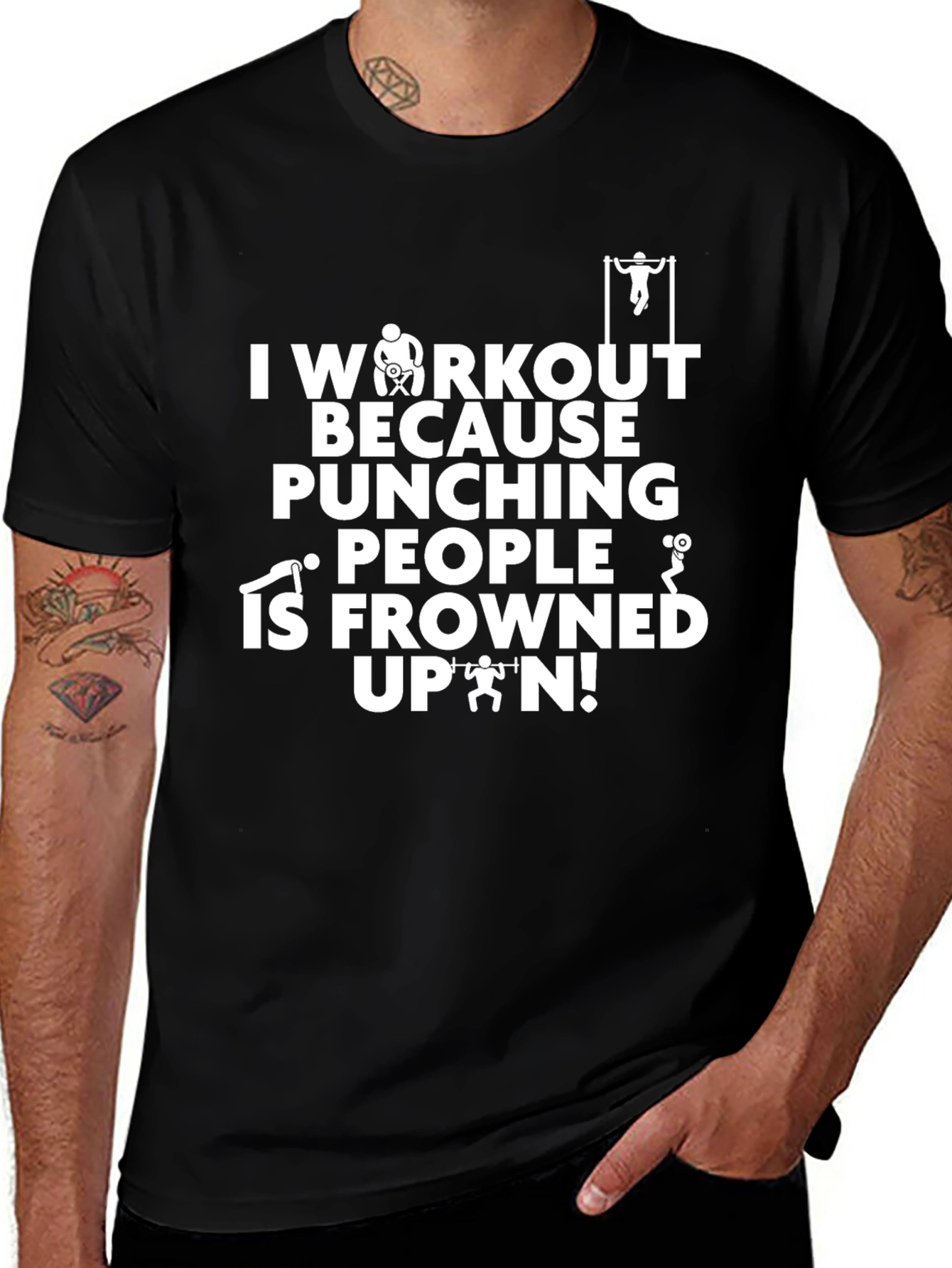 Workout Motivation T-Shirt: Punching People Frowned Upon!