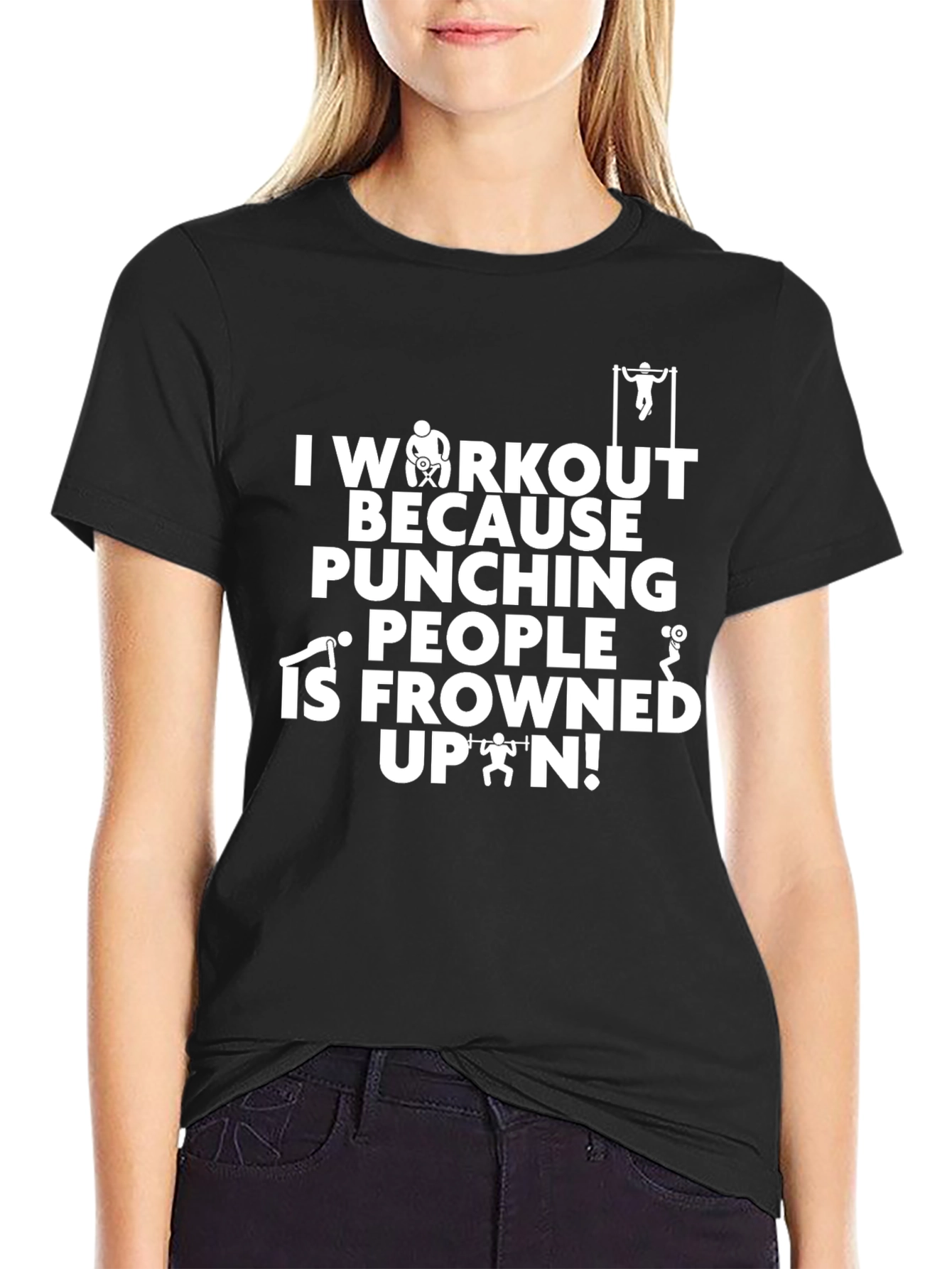 Workout Motivation T-Shirt: Punching People Frowned Upon!