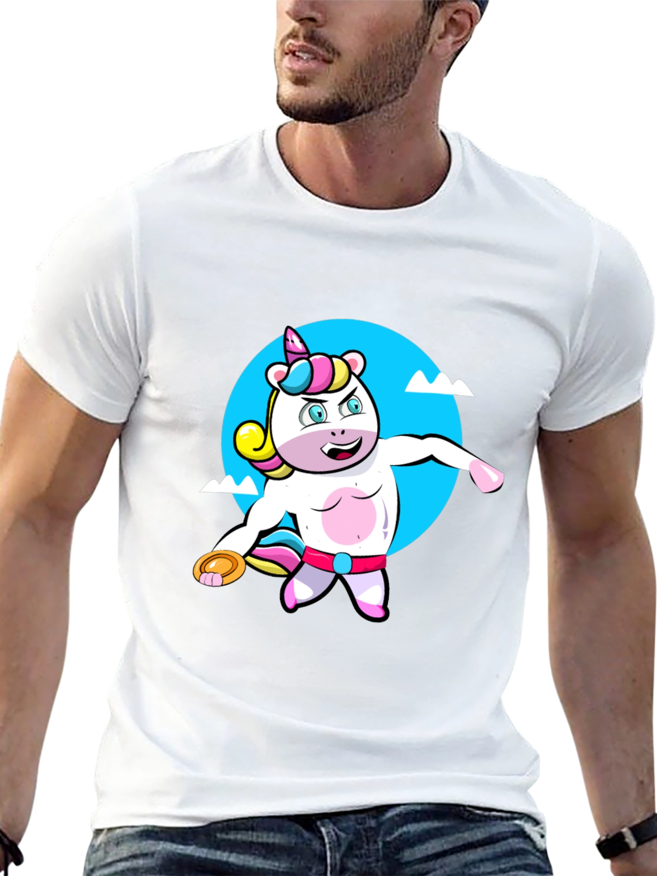 Unicorn Throwing Disc Black T-Shirt
