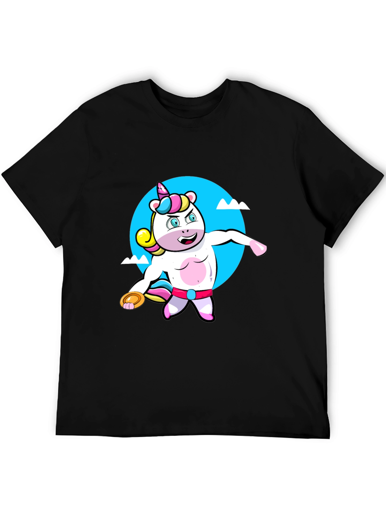 Unicorn Throwing Disc Black T-Shirt