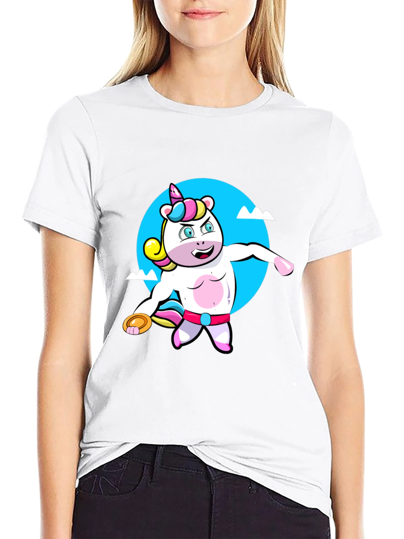 Unicorn Throwing Disc Black T-Shirt
