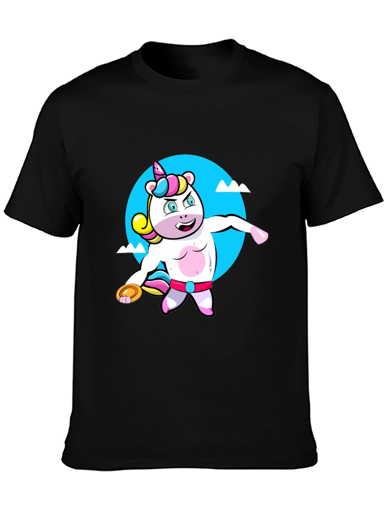 Unicorn Throwing Disc Black T-Shirt