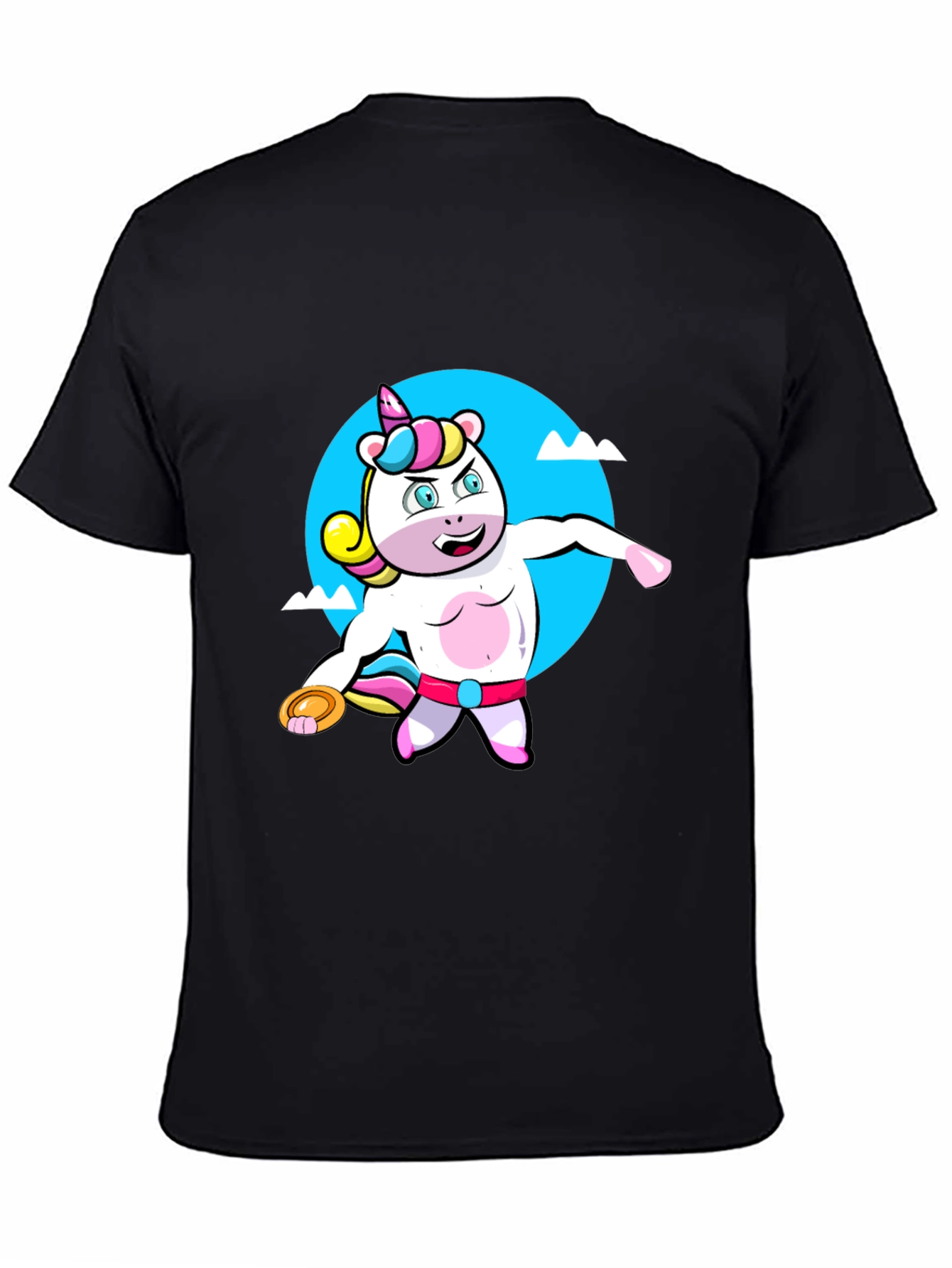 Unicorn Throwing Disc Black T-Shirt