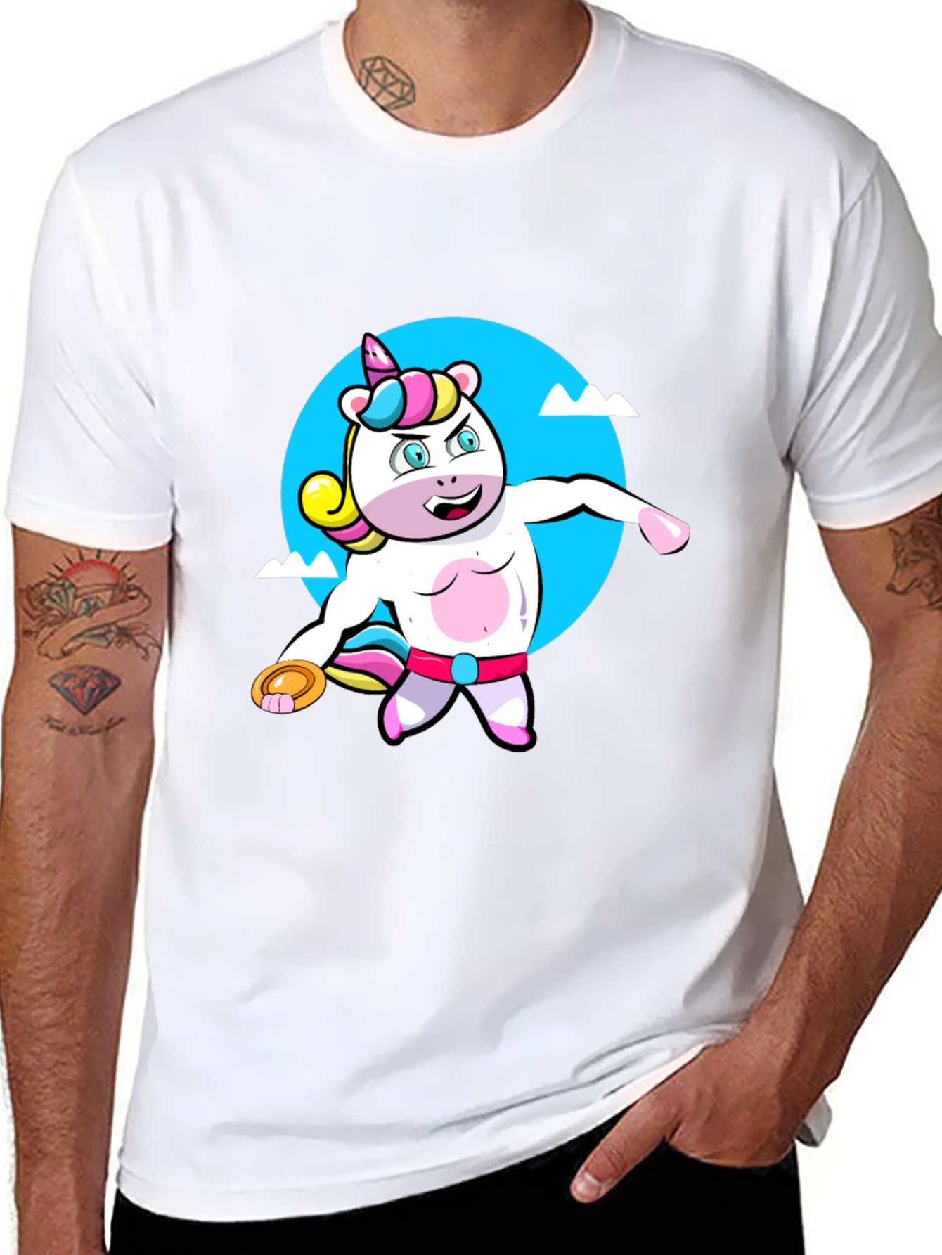 Unicorn Throwing Disc Black T-Shirt