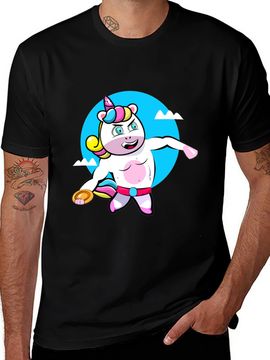 Unicorn Throwing Disc Black T-Shirt
